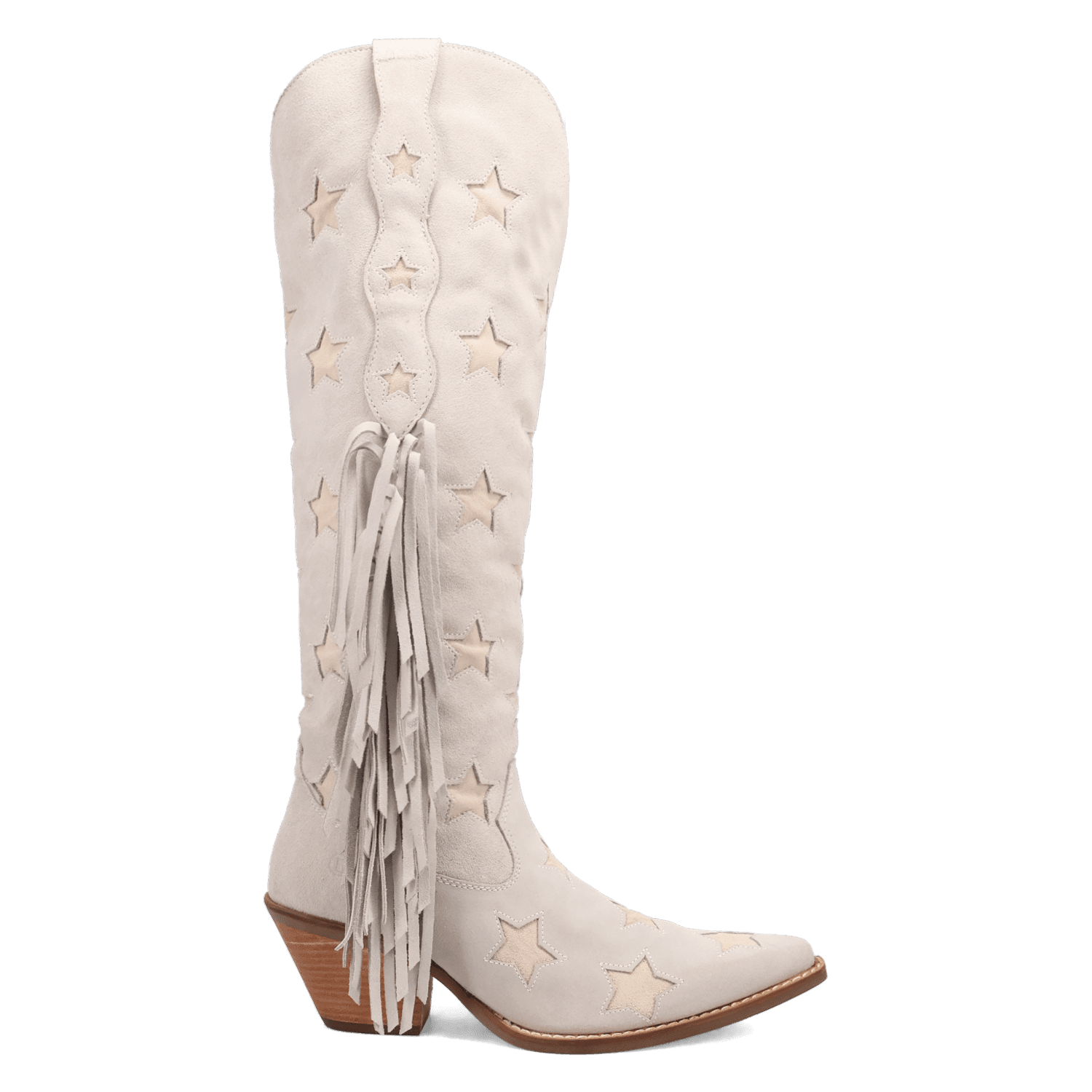 Lamoda White Leather Knee High Boots White Star Boots LAMODA HALL