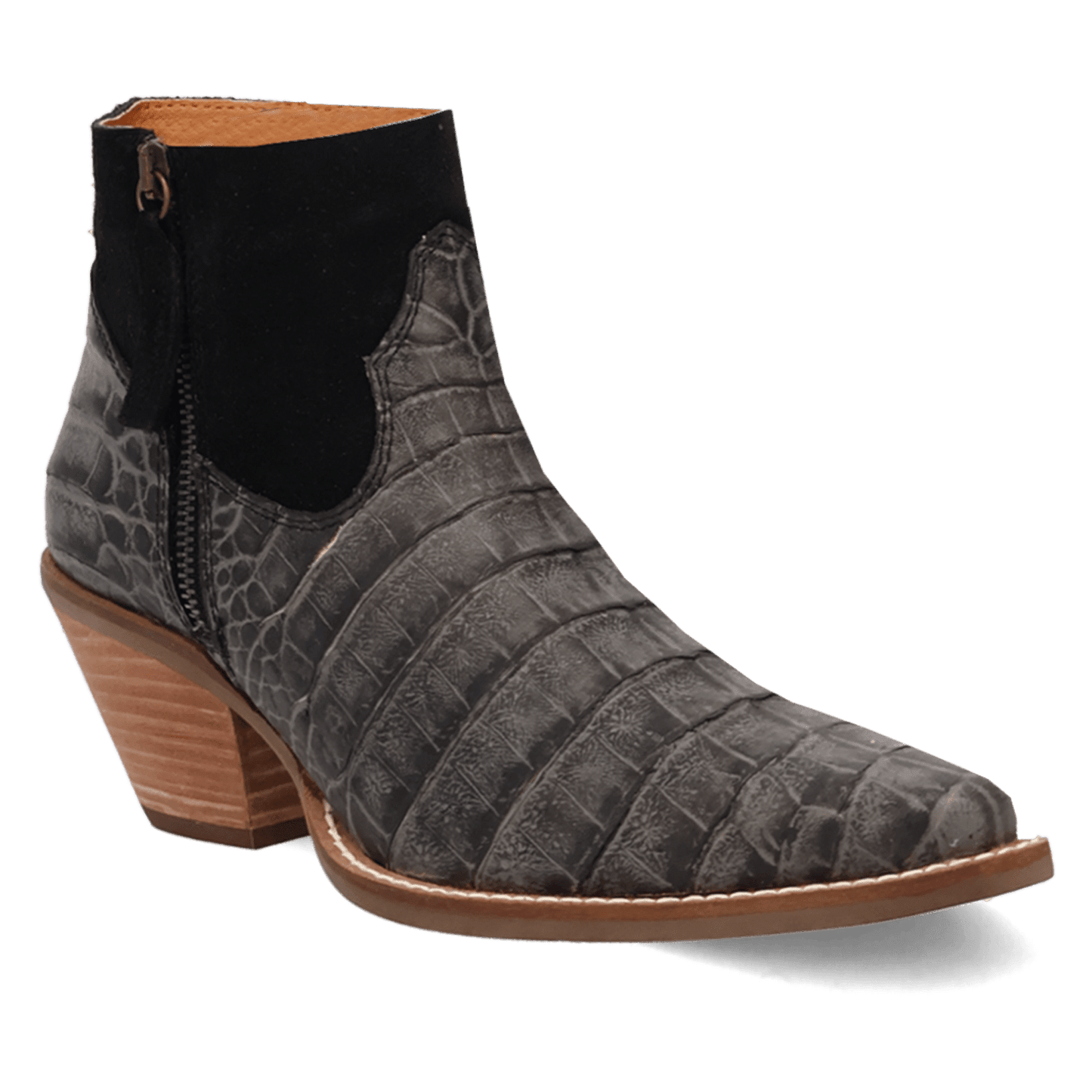 PRODUCT SHOT RICKIE LEATHER BOOTIE AT 45 DEGREE ANGLE