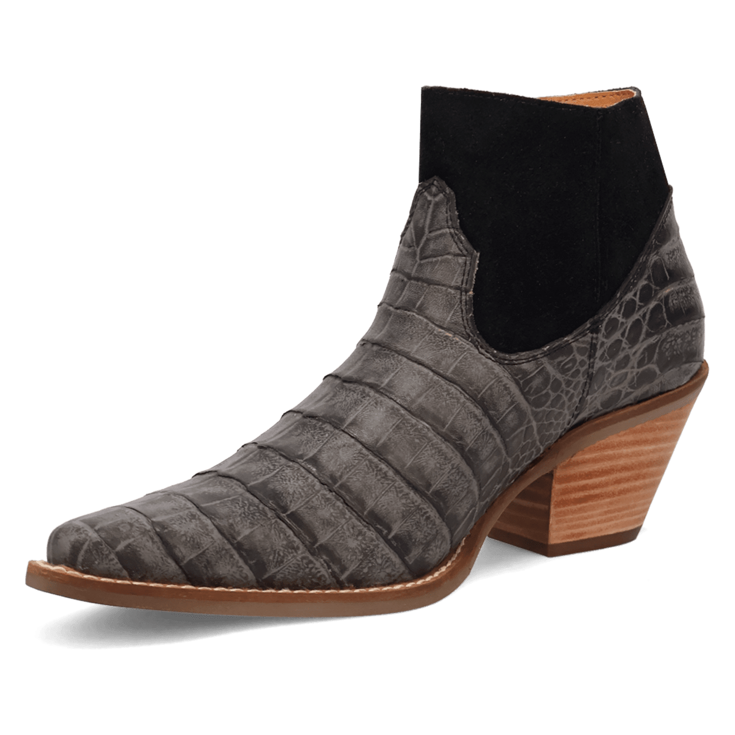 PRODUCT SHOT RICKIE LEATHER BOOTIE AT 225 DEGREE ANGLE