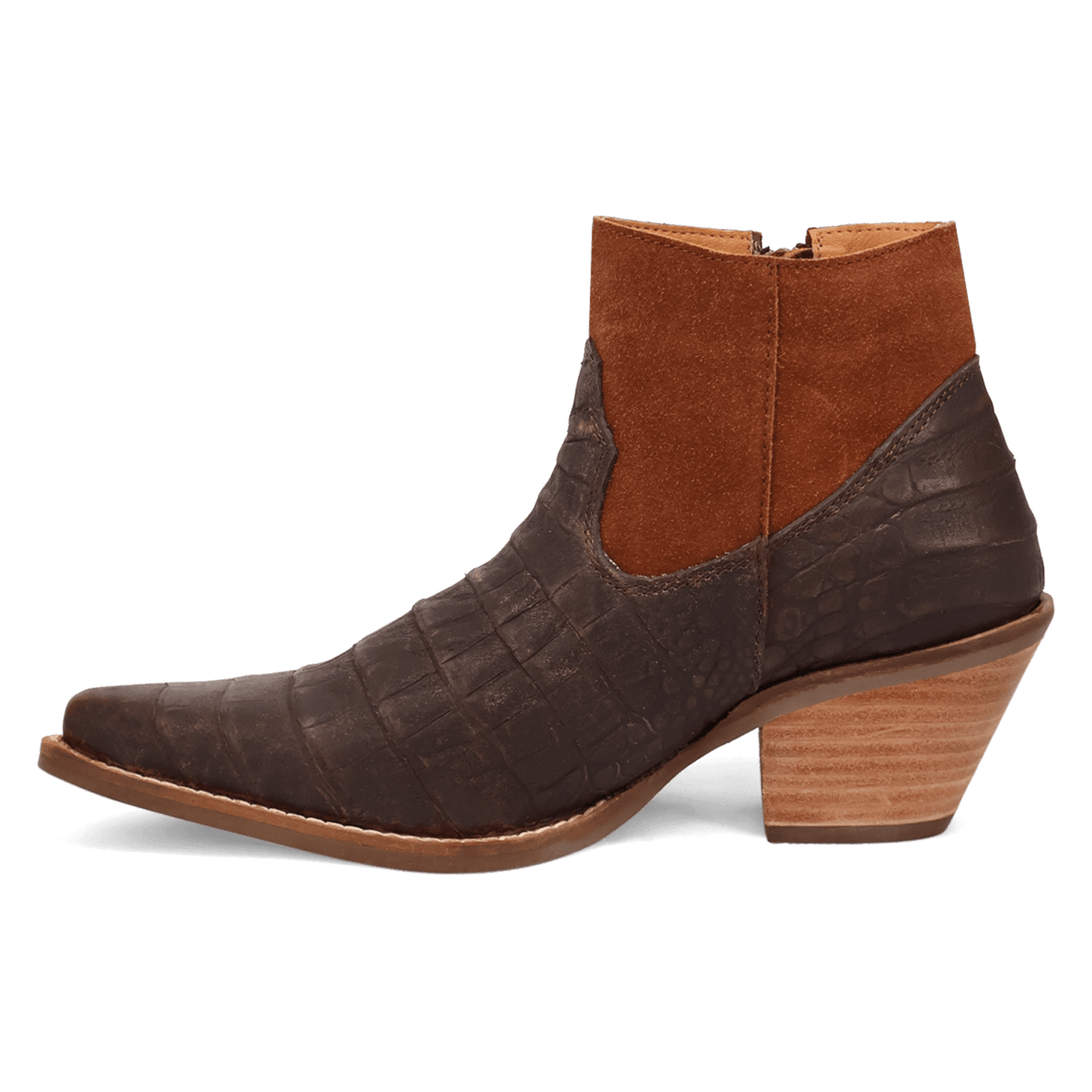 PRODUCT SHOT RICKIE LEATHER BOOTIE AT 135 DEGREE OUTSIDE ANGLE