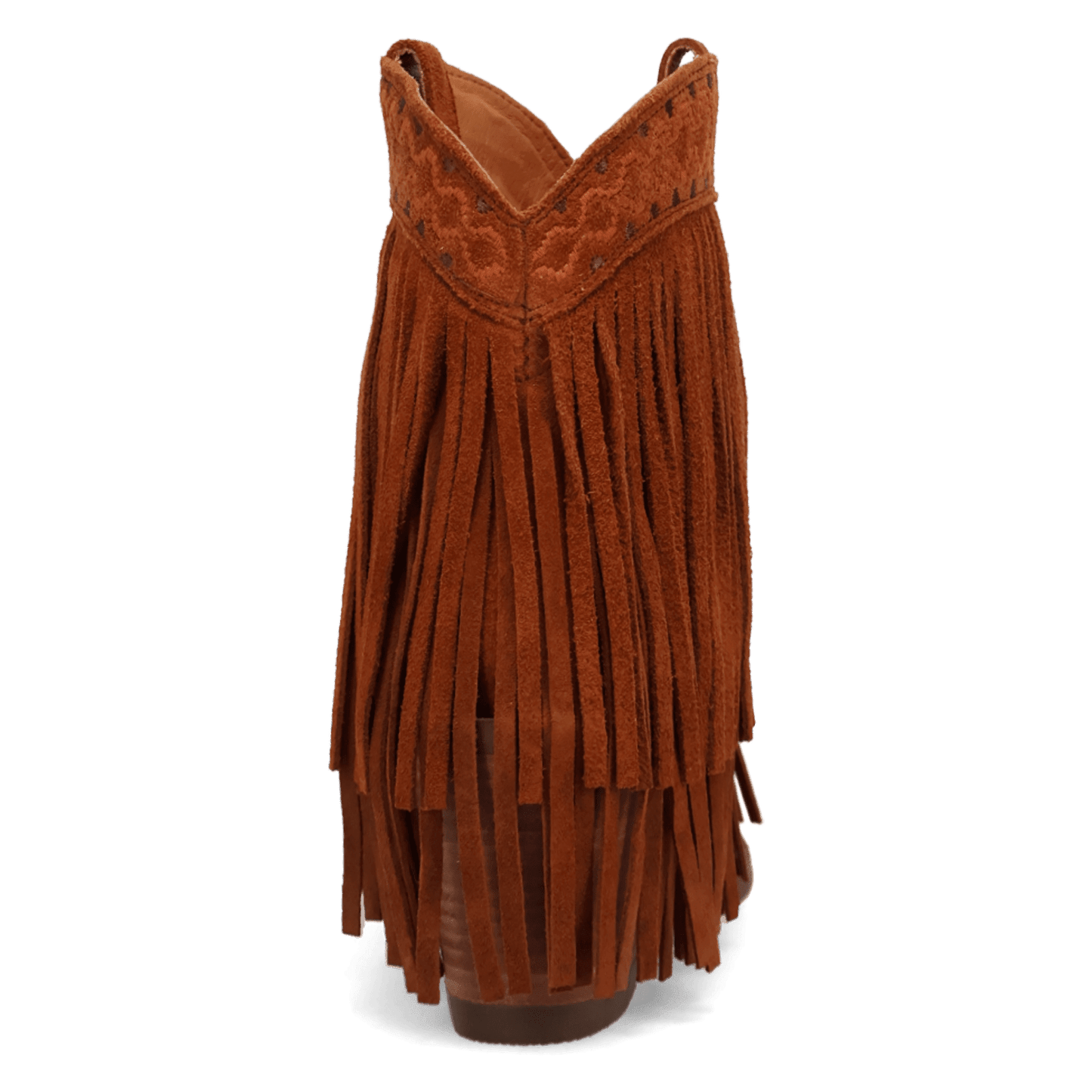 PRODUCT SHOT TAPADERO SUEDE BOOTIE AT 180 DEGREE BACK ANGLE