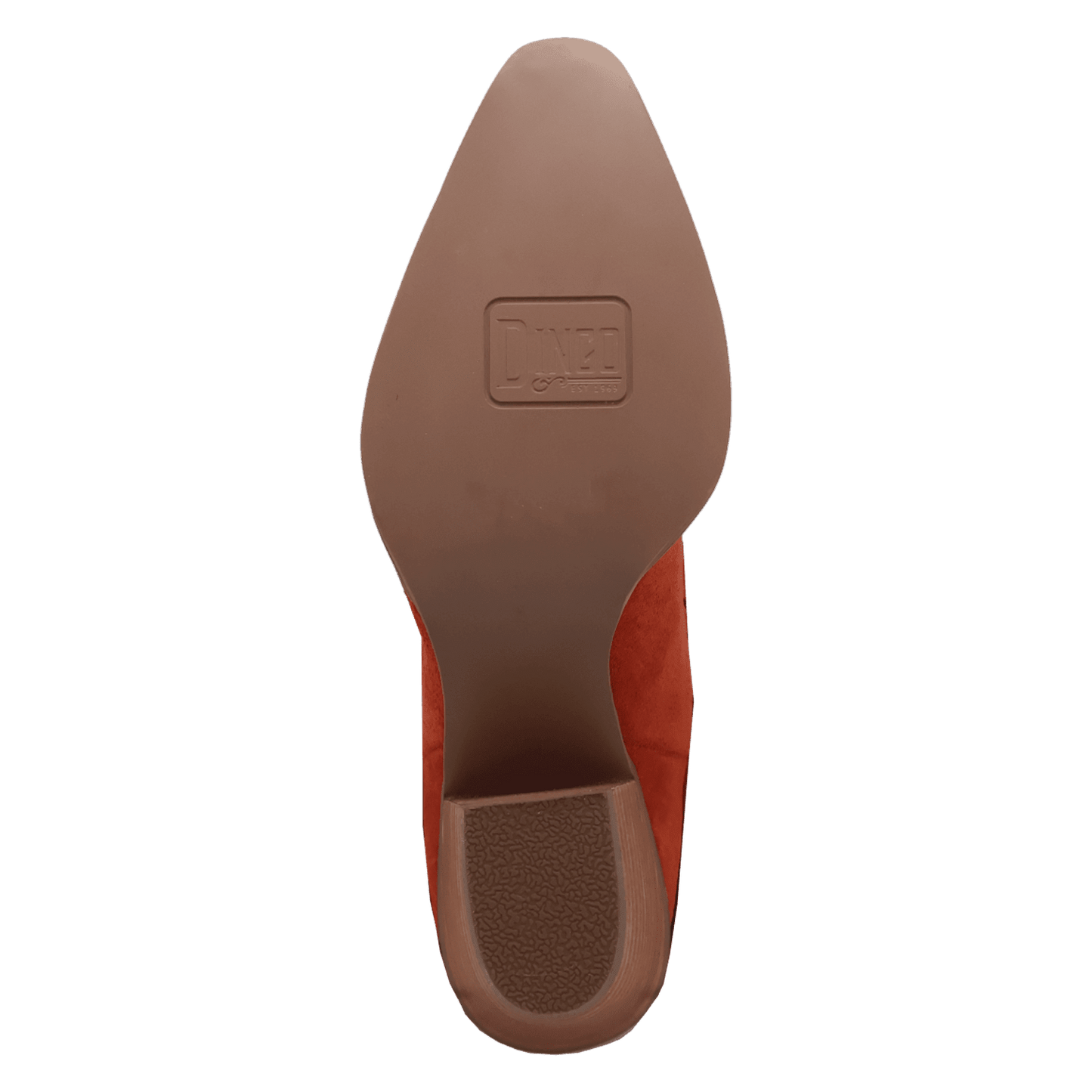 PRODUCT SHOT TAPADERO SUEDE BOOTIE AT OUTSOLE ANGLE