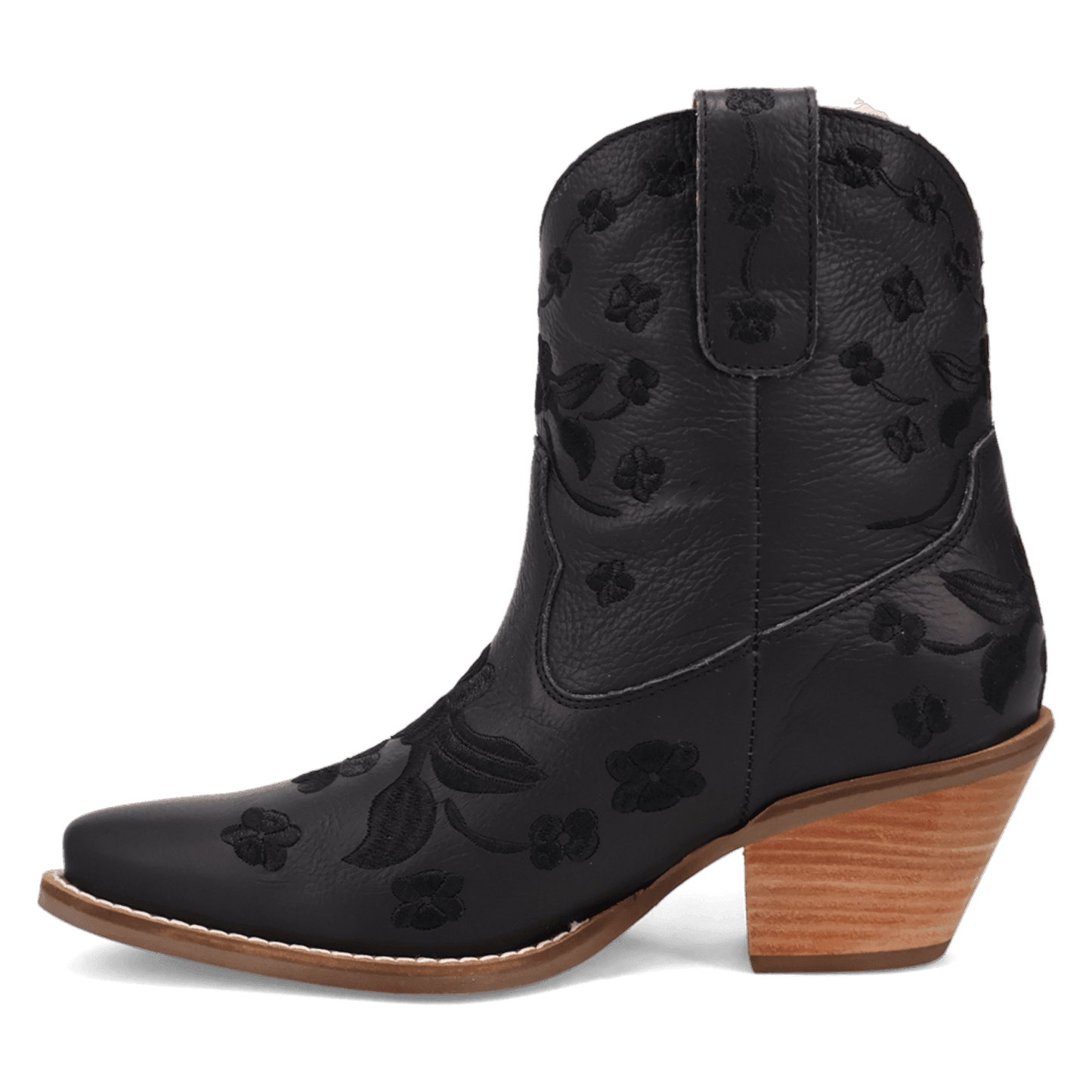 PRODUCT SHOT SWEETHEART LEATHER BOOTIE AT 135 DEGREE OUTSIDE ANGLE