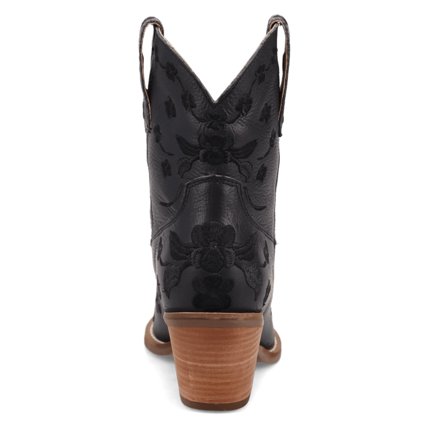 PRODUCT SHOT SWEETHEART LEATHER BOOTIE AT 180 DEGREE BACK ANGLE