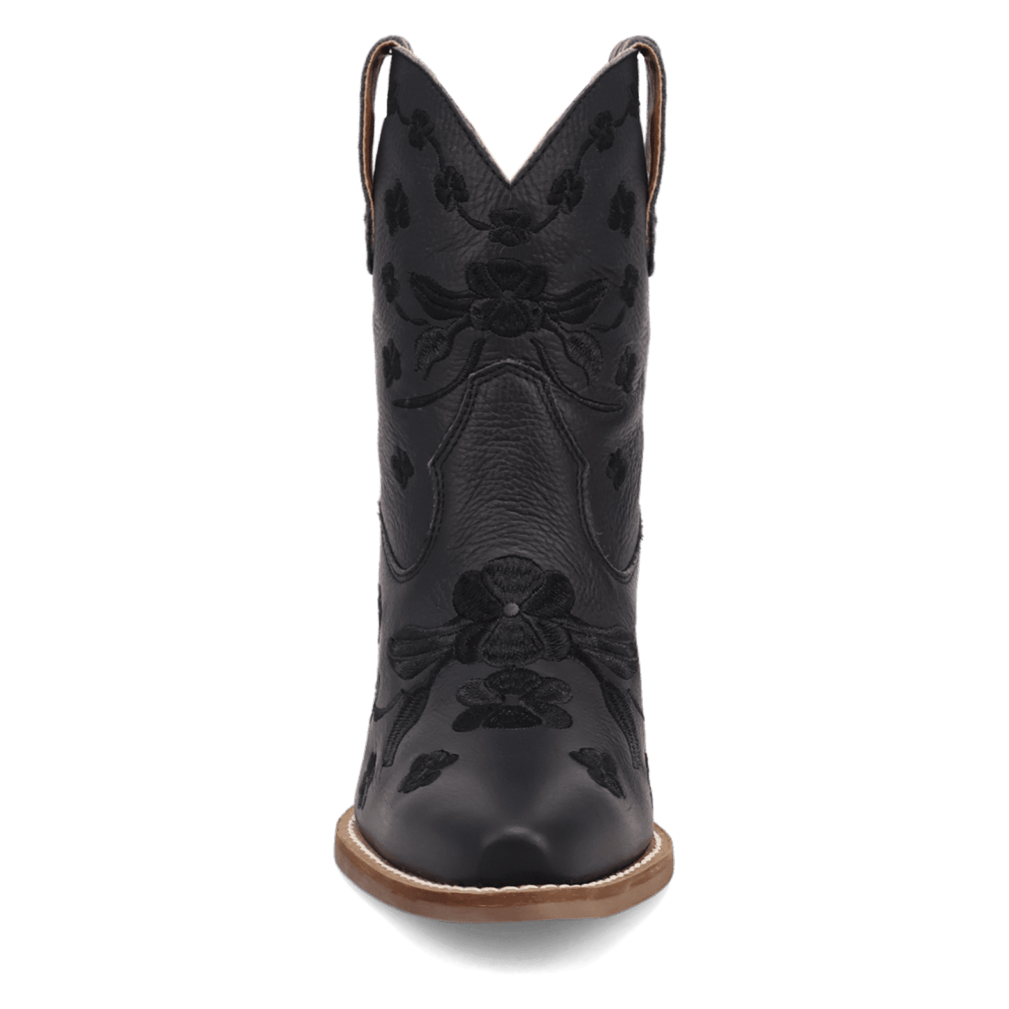 PRODUCT SHOT SWEETHEART LEATHER BOOTIE AT FRONT ANGLE