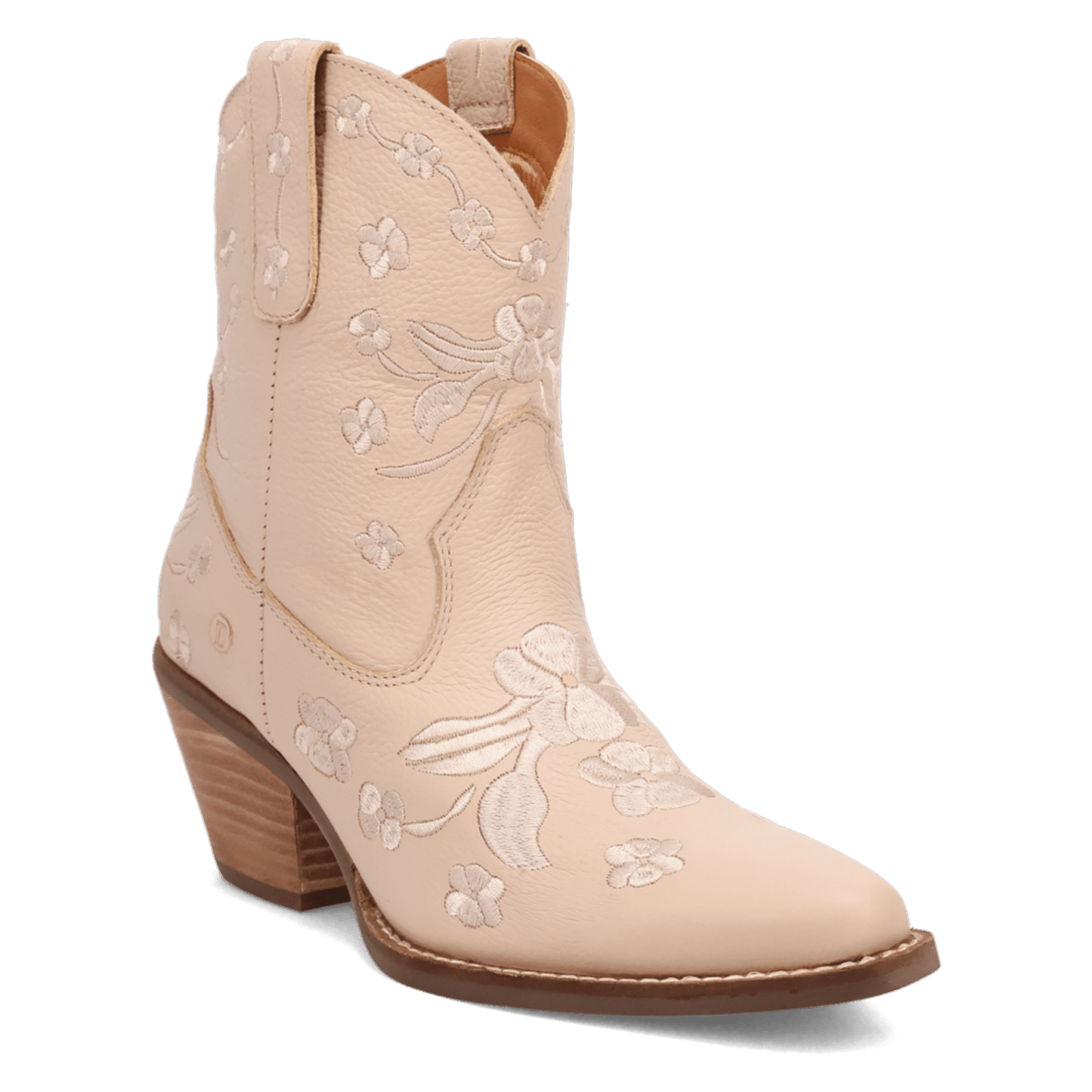 PRODUCT SHOT SWEETHEART LEATHER BOOTIE AT 45 DEGREE ANGLE