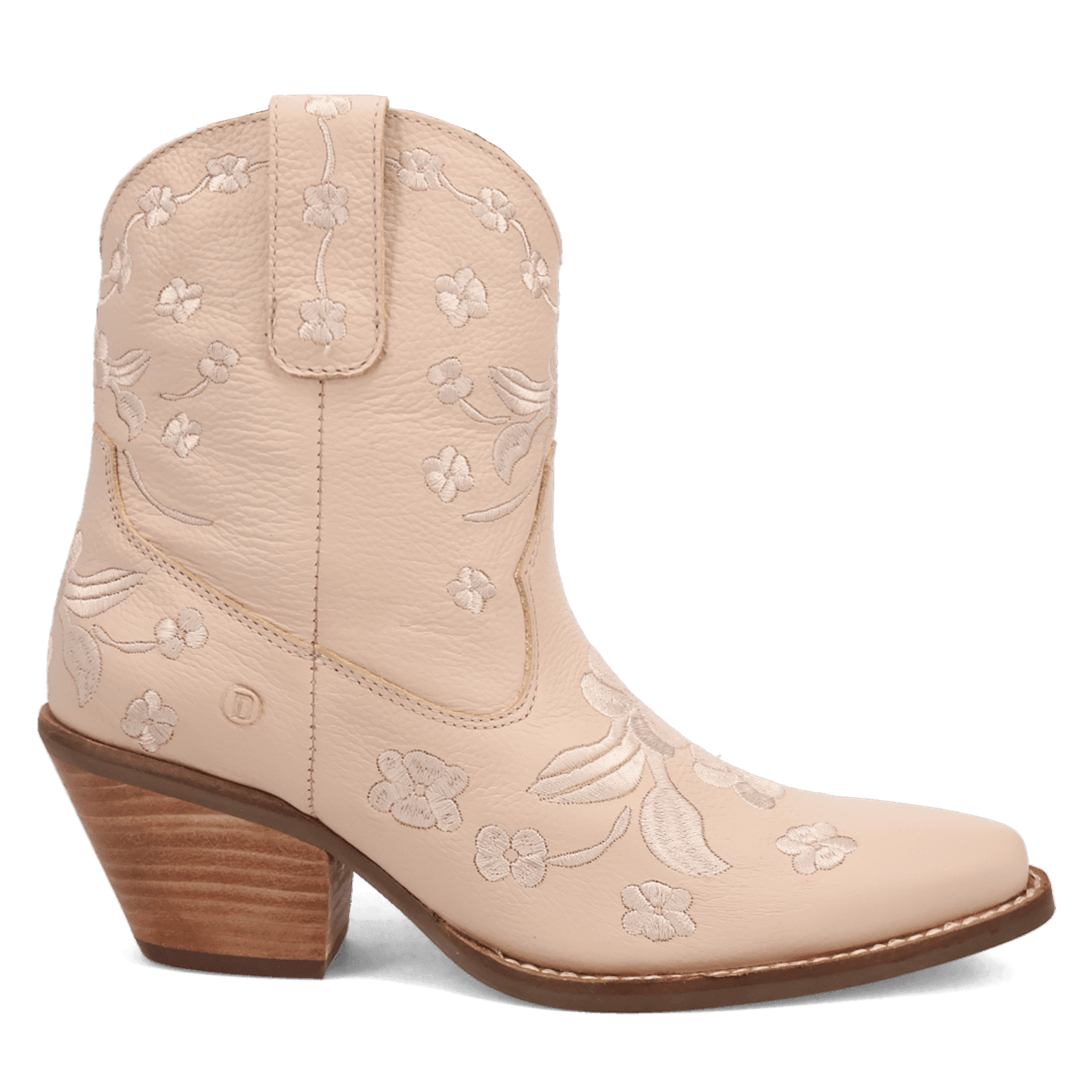 PRODUCT SHOT SWEETHEART LEATHER BOOTIE AT 90 DEGREE INSIDE ANGLE