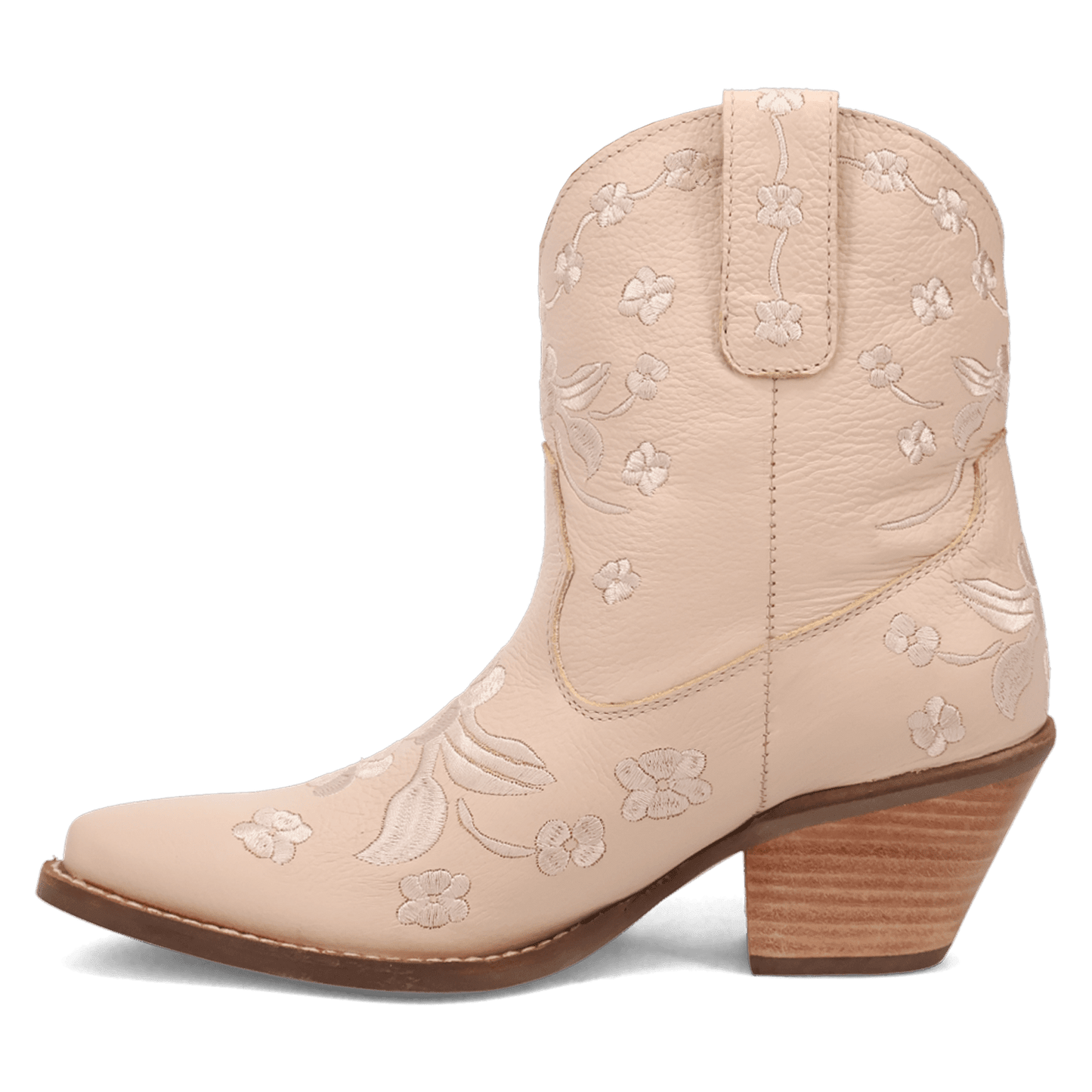 PRODUCT SHOT SWEETHEART LEATHER BOOTIE AT 135 DEGREE OUTSIDE ANGLE