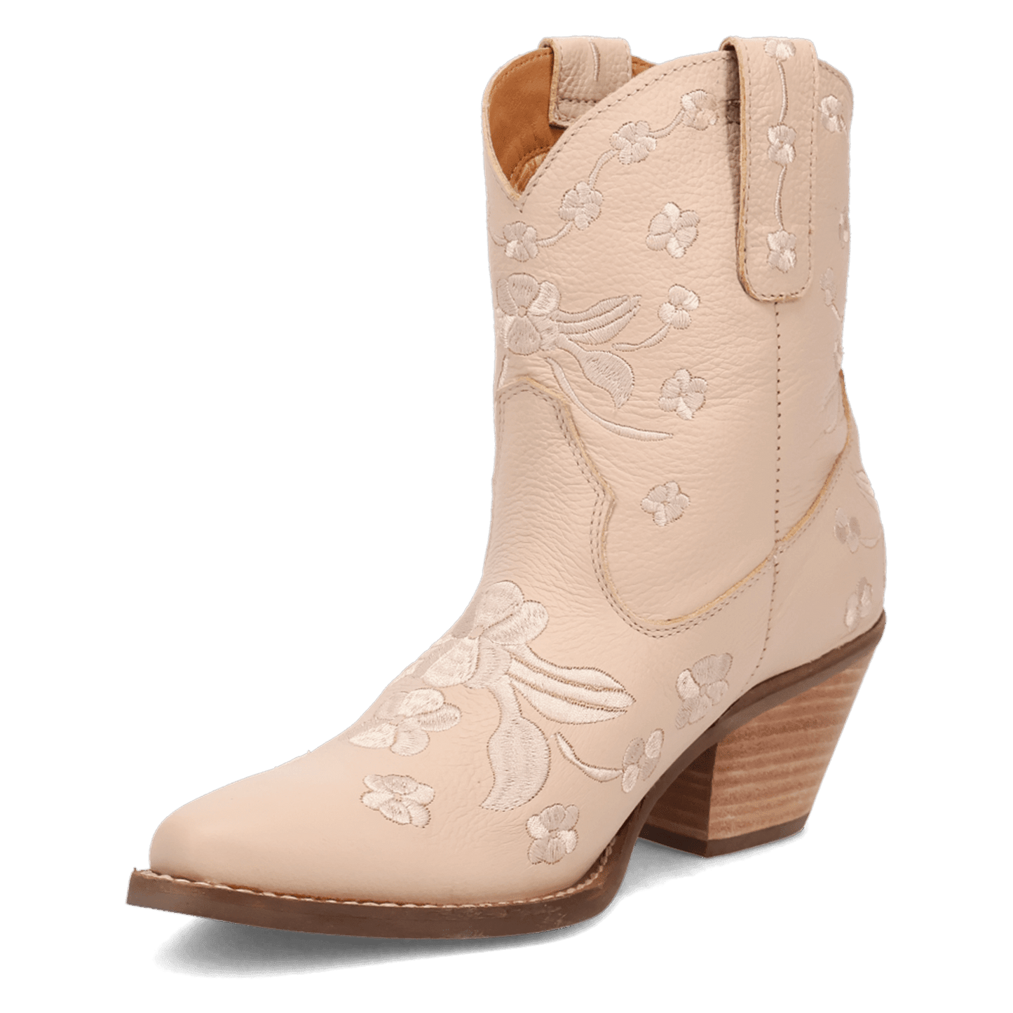 PRODUCT SHOT SWEETHEART LEATHER BOOTIE AT 225 DEGREE ANGLE