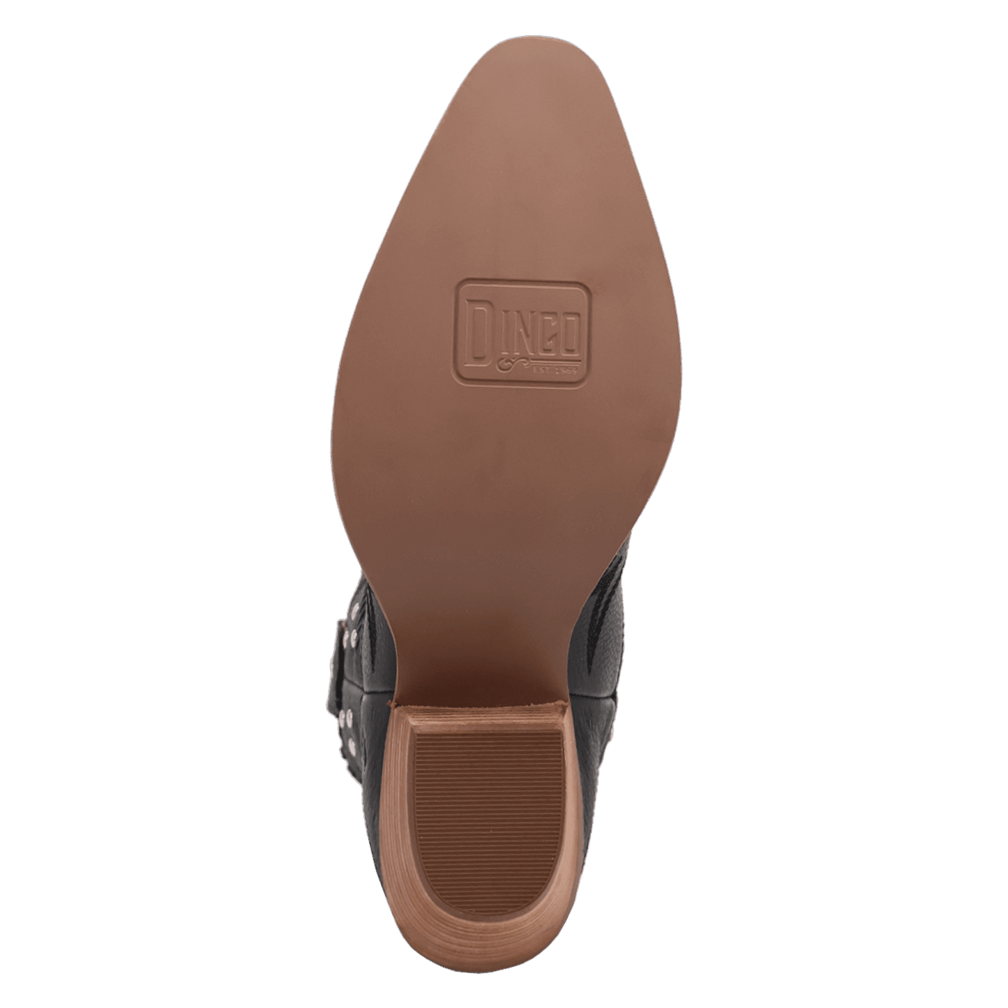 PRODUCT SHOT PRECIOUS LEATHER BOOTIE AT OUTSOLE ANGLE