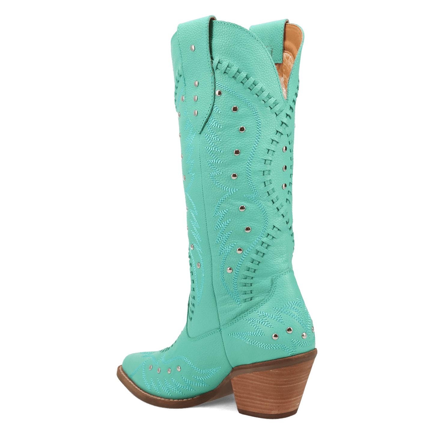 PRODUCT SHOT PRETTY 'N  PINK LEATHER BOOT AT 270 DEGREE ANGLE