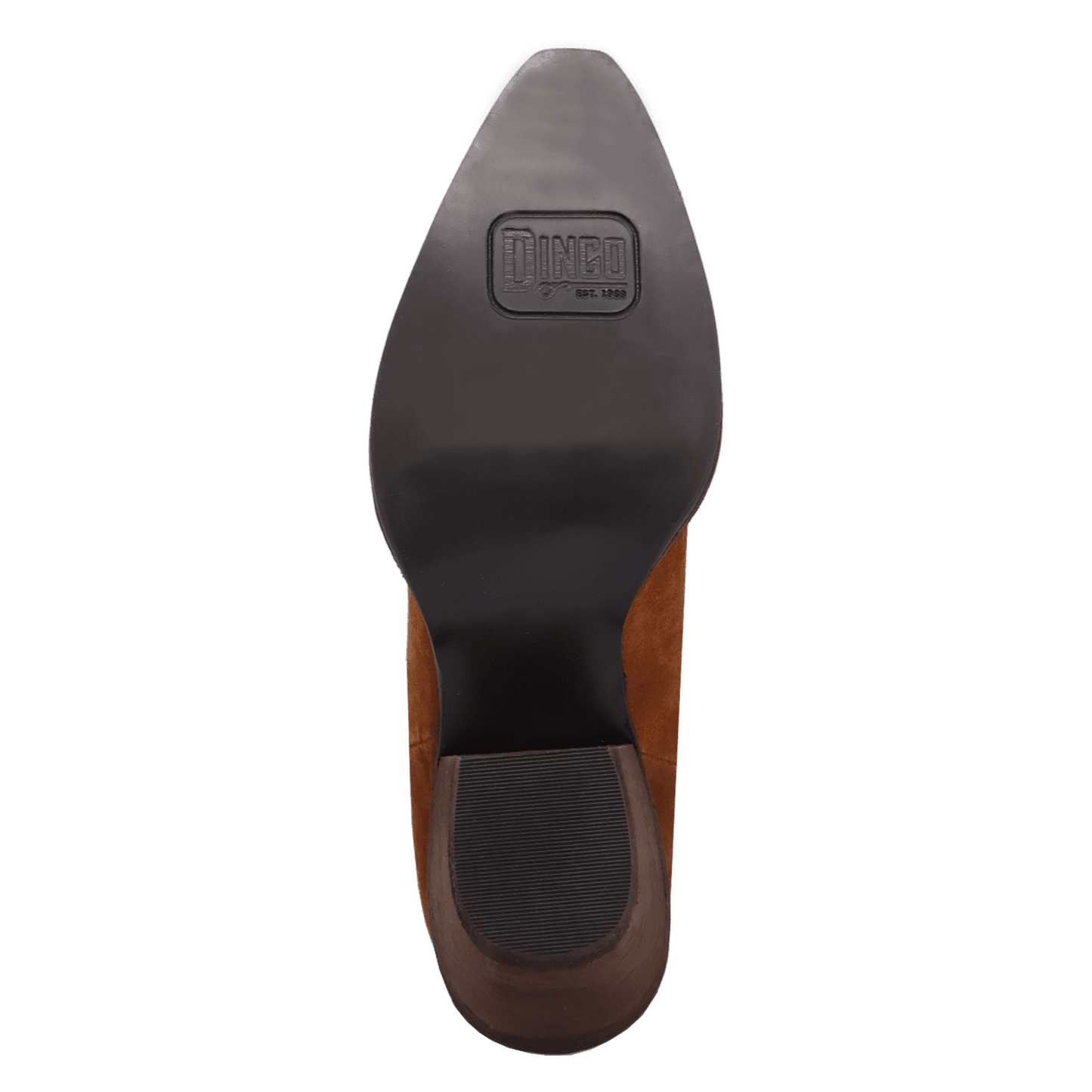 PRODUCT SHOT RODEO QUEEN LEATHER BOOT AT OUTSOLE ANGLE