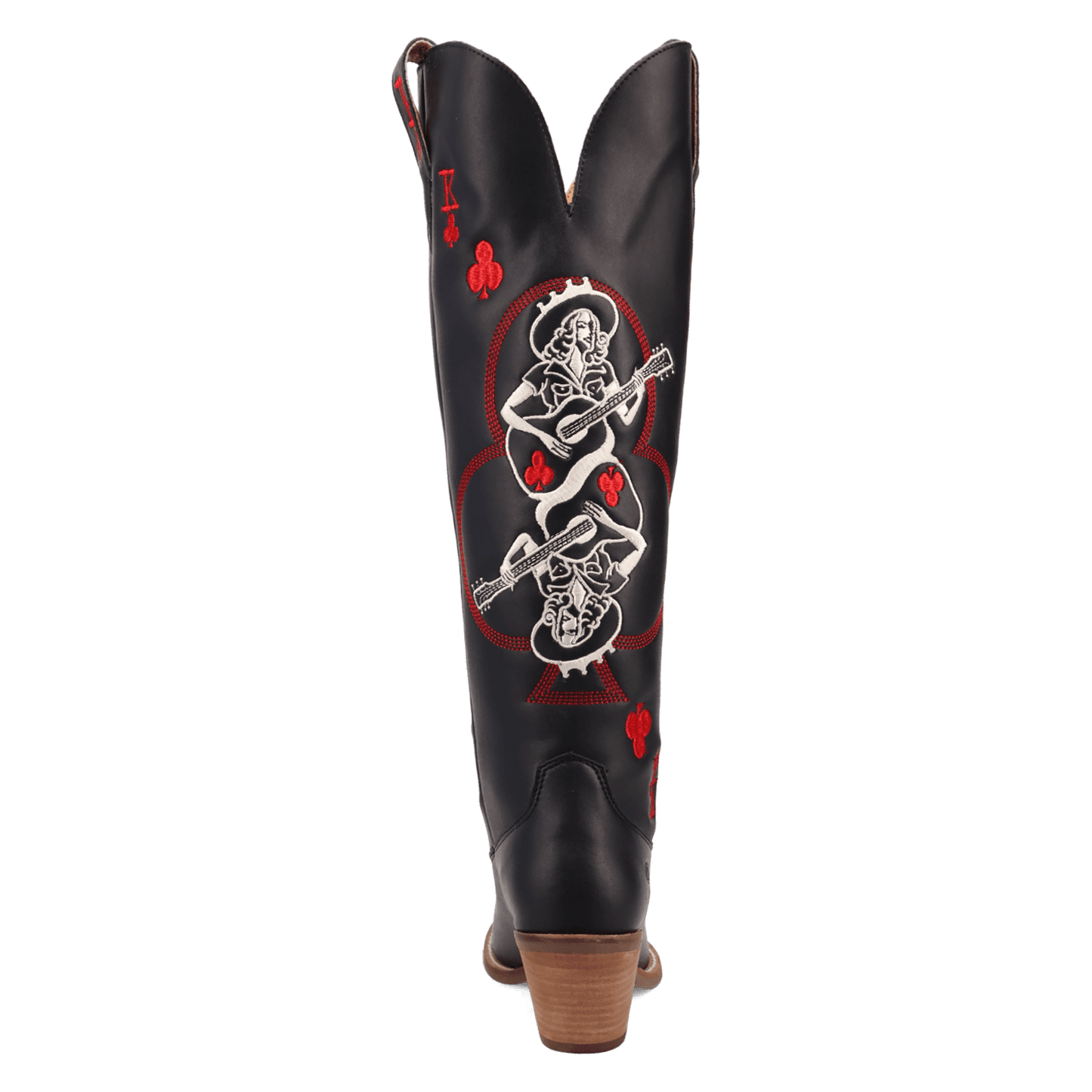 PRODUCT SHOT KING OF CLUBS LEATHER BOOT AT 180 DEGREE BACK ANGLE