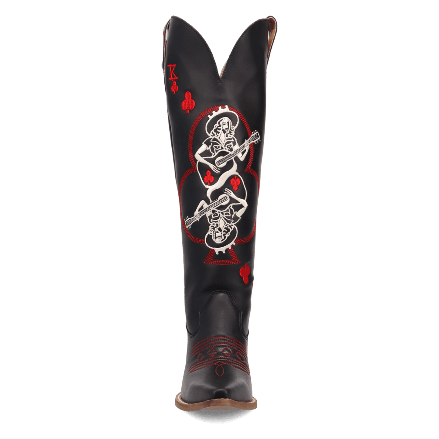 PRODUCT SHOT KING OF CLUBS LEATHER BOOT AT FRONT ANGLE