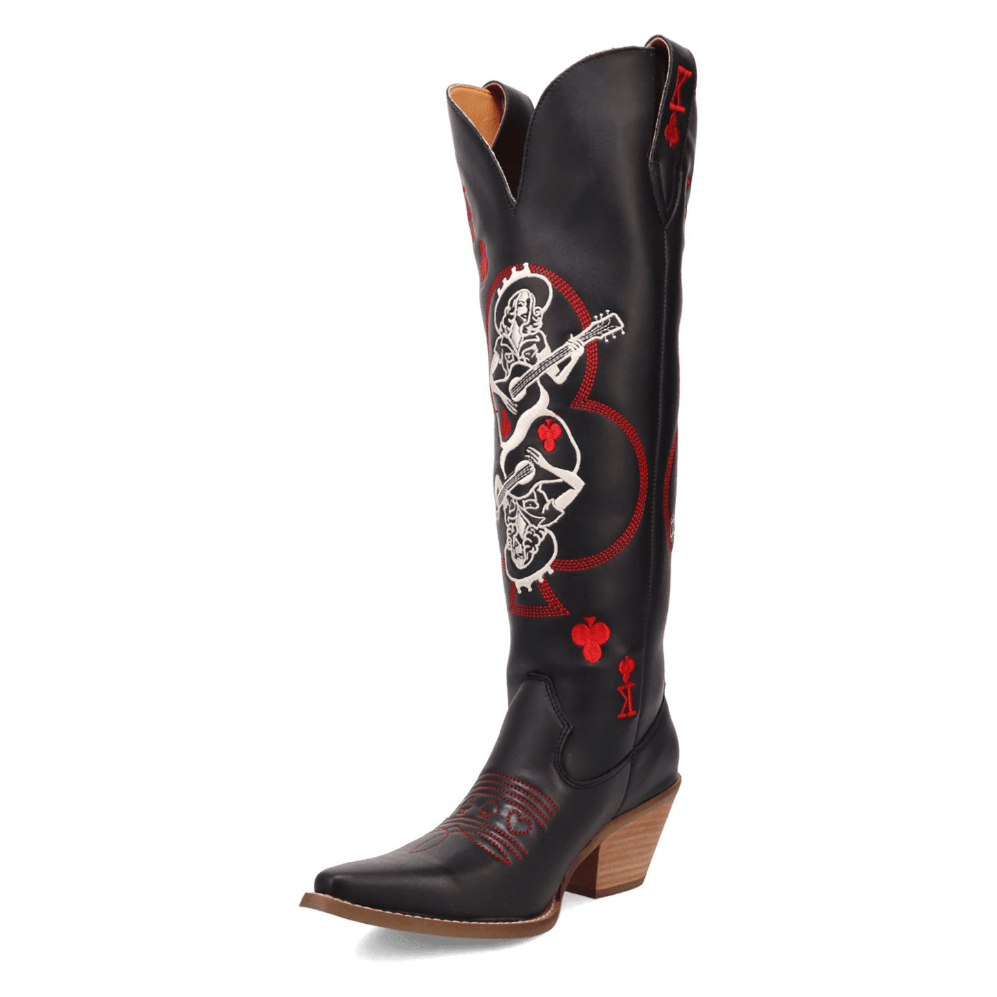 PRODUCT SHOT KING OF CLUBS LEATHER BOOT AT 225 DEGREE ANGLE
