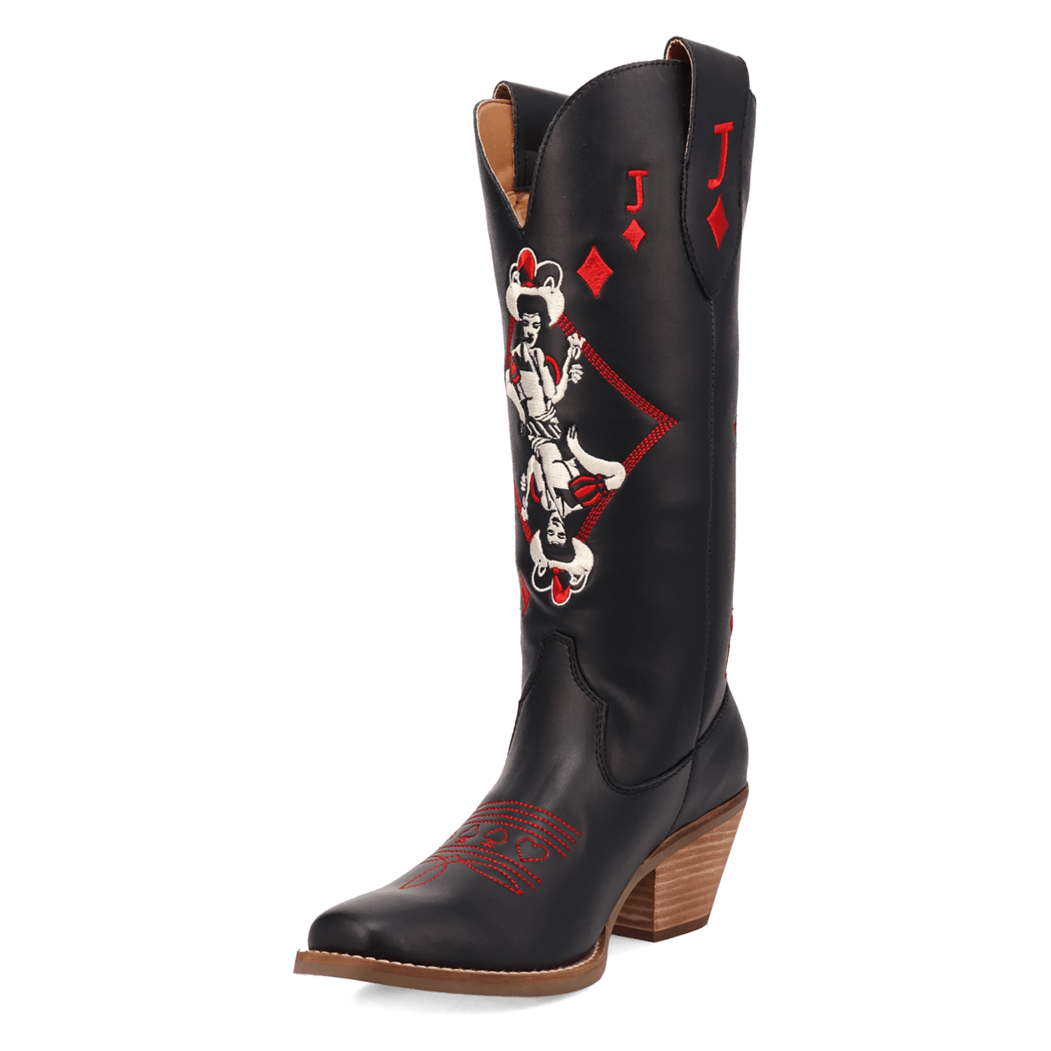 PRODUCT SHOT JACK OF DIAMONDS LEATHER BOOT AT 225 DEGREE ANGLE