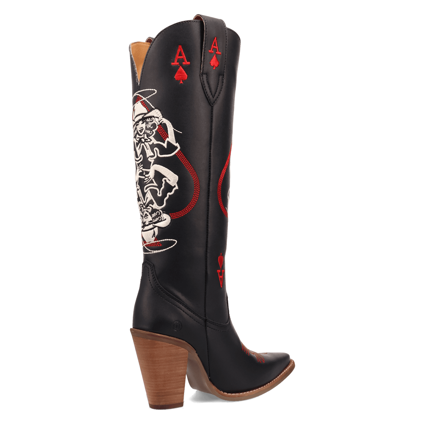 PRODUCT SHOT ACE OF SPADES LEATHER BOOT AT 315 DEGREE ANGLE