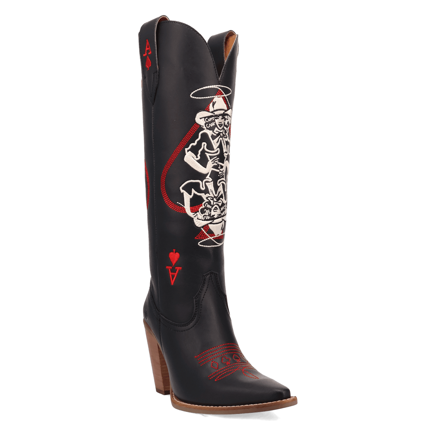 PRODUCT SHOT ACE OF SPADES LEATHER BOOT AT 45 DEGREE ANGLE