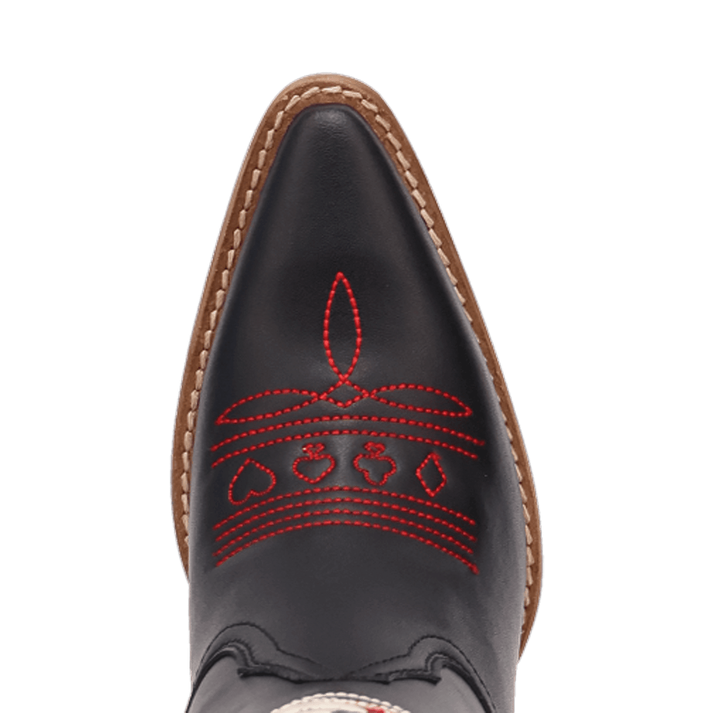 PRODUCT SHOT ACE OF SPADES LEATHER BOOT AT TOE ANGLE