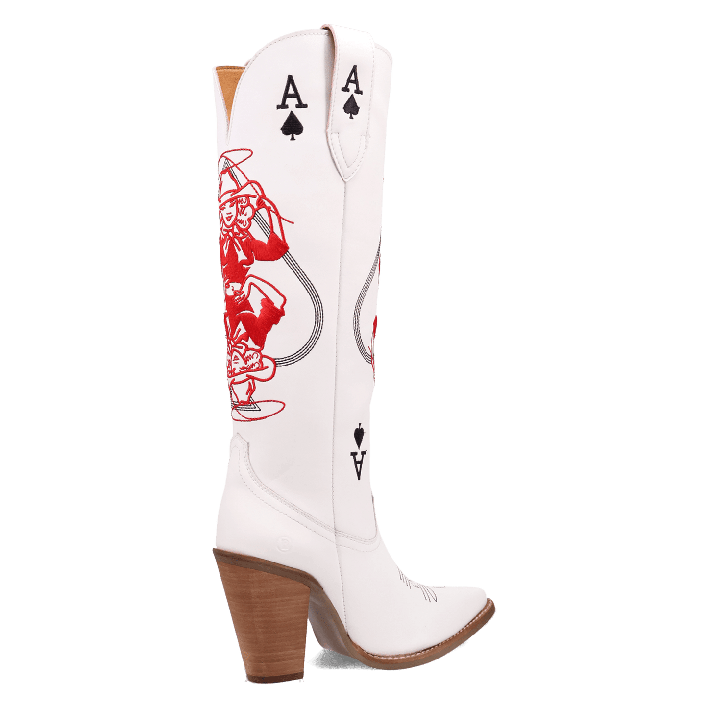 PRODUCT SHOT ACE OF SPADES LEATHER BOOT AT 315 DEGREE ANGLE