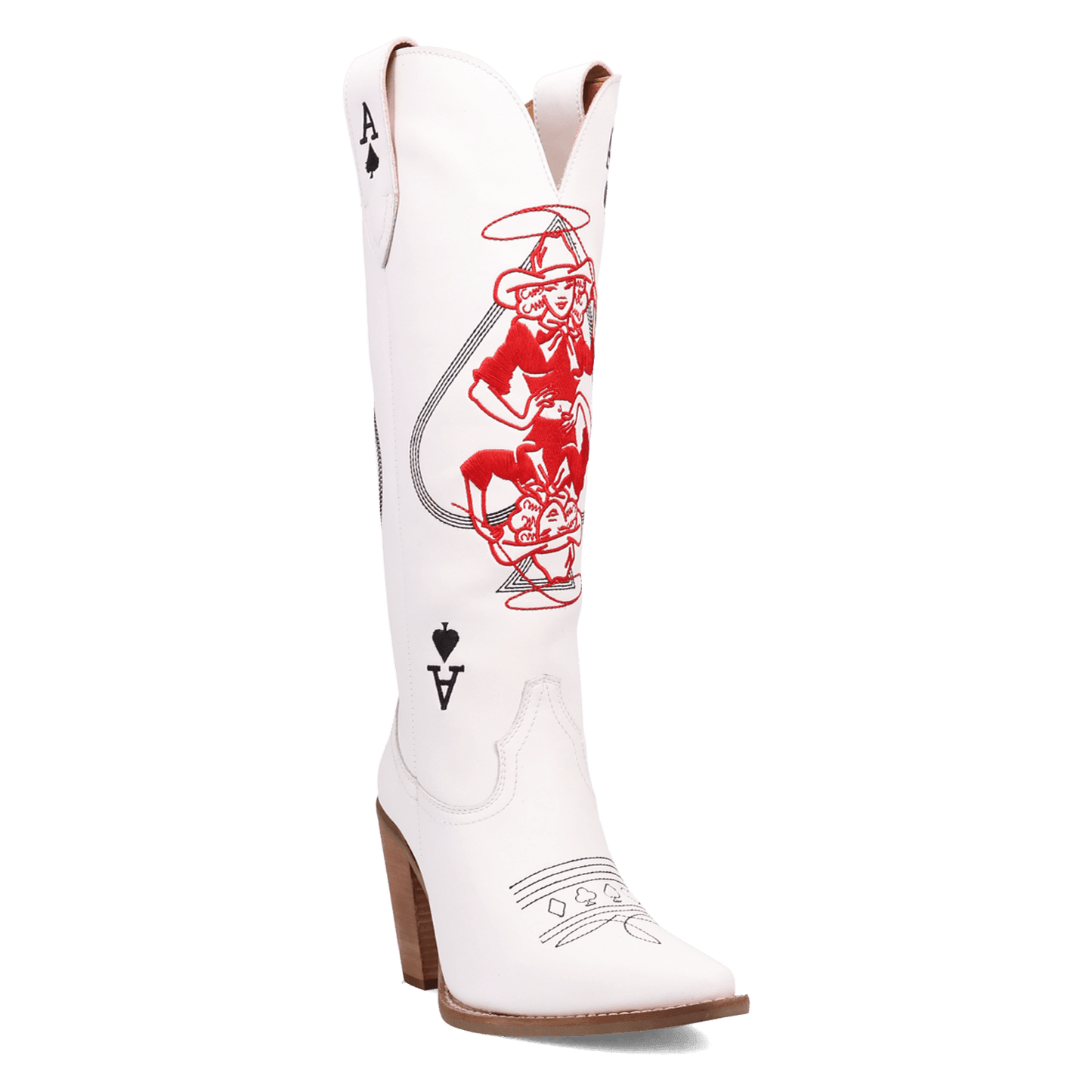 PRODUCT SHOT ACE OF SPADES LEATHER BOOT AT 45 DEGREE ANGLE
