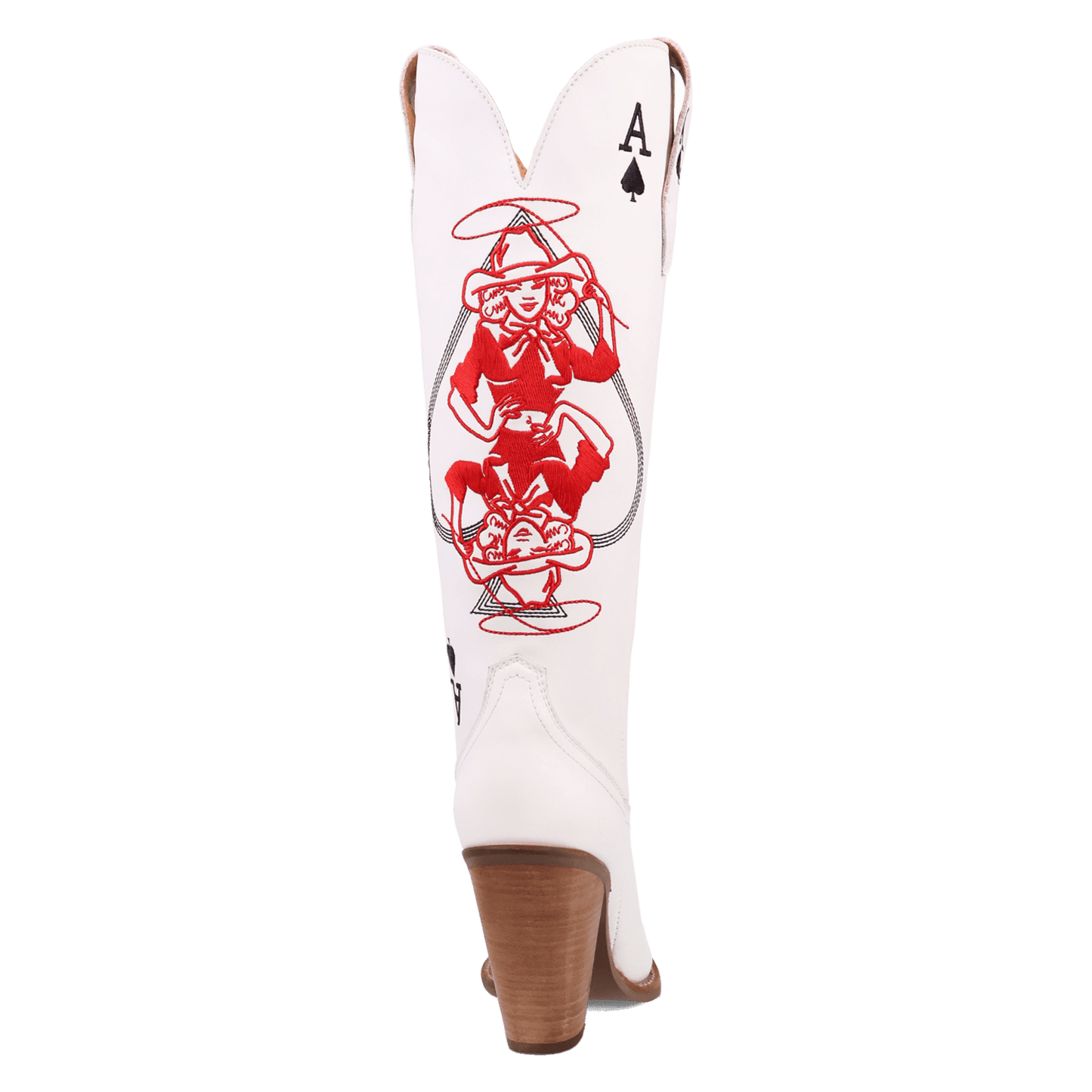 PRODUCT SHOT ACE OF SPADES LEATHER BOOT AT 180 DEGREE BACK ANGLE