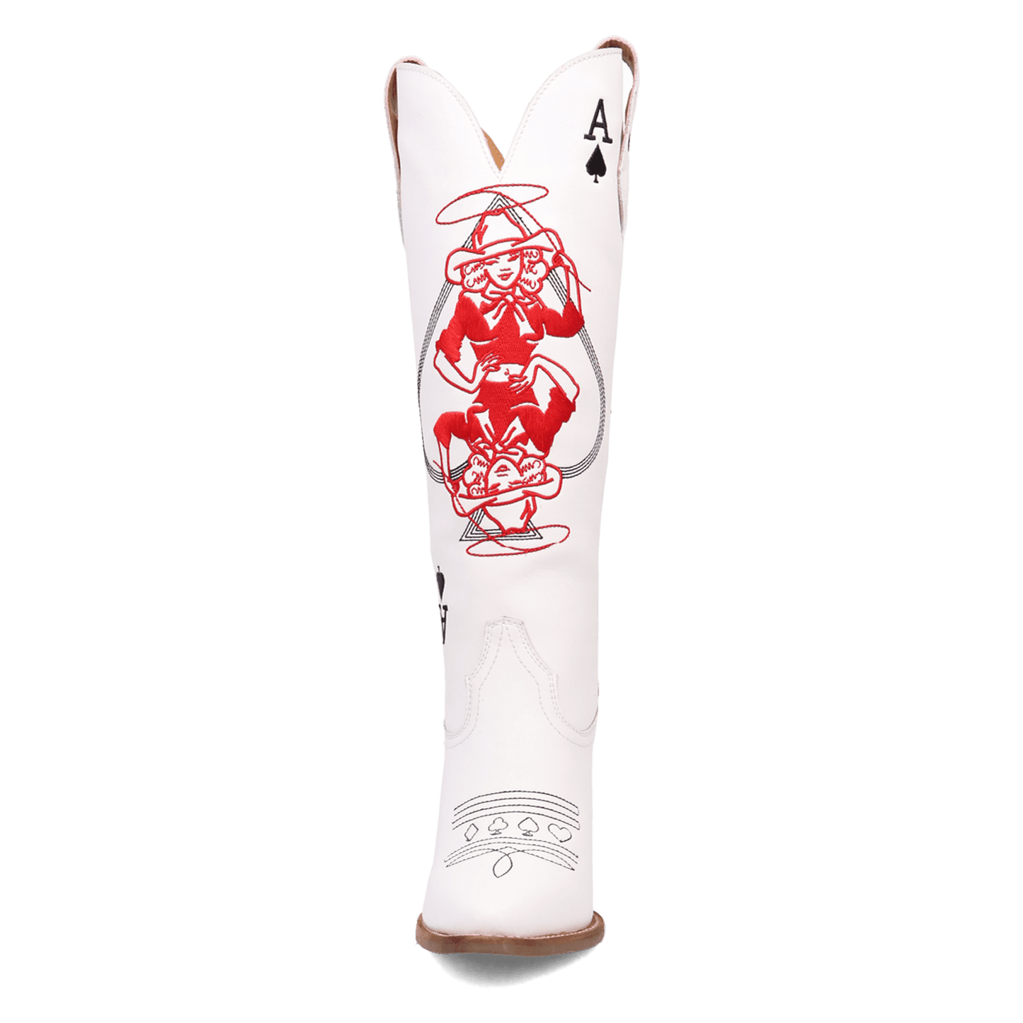 PRODUCT SHOT ACE OF SPADES LEATHER BOOT AT FRONT ANGLE