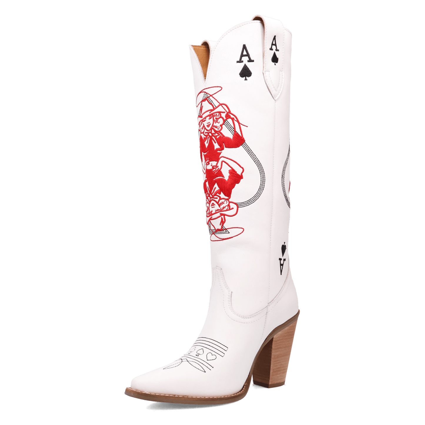 PRODUCT SHOT ACE OF SPADES LEATHER BOOT AT 225 DEGREE ANGLE