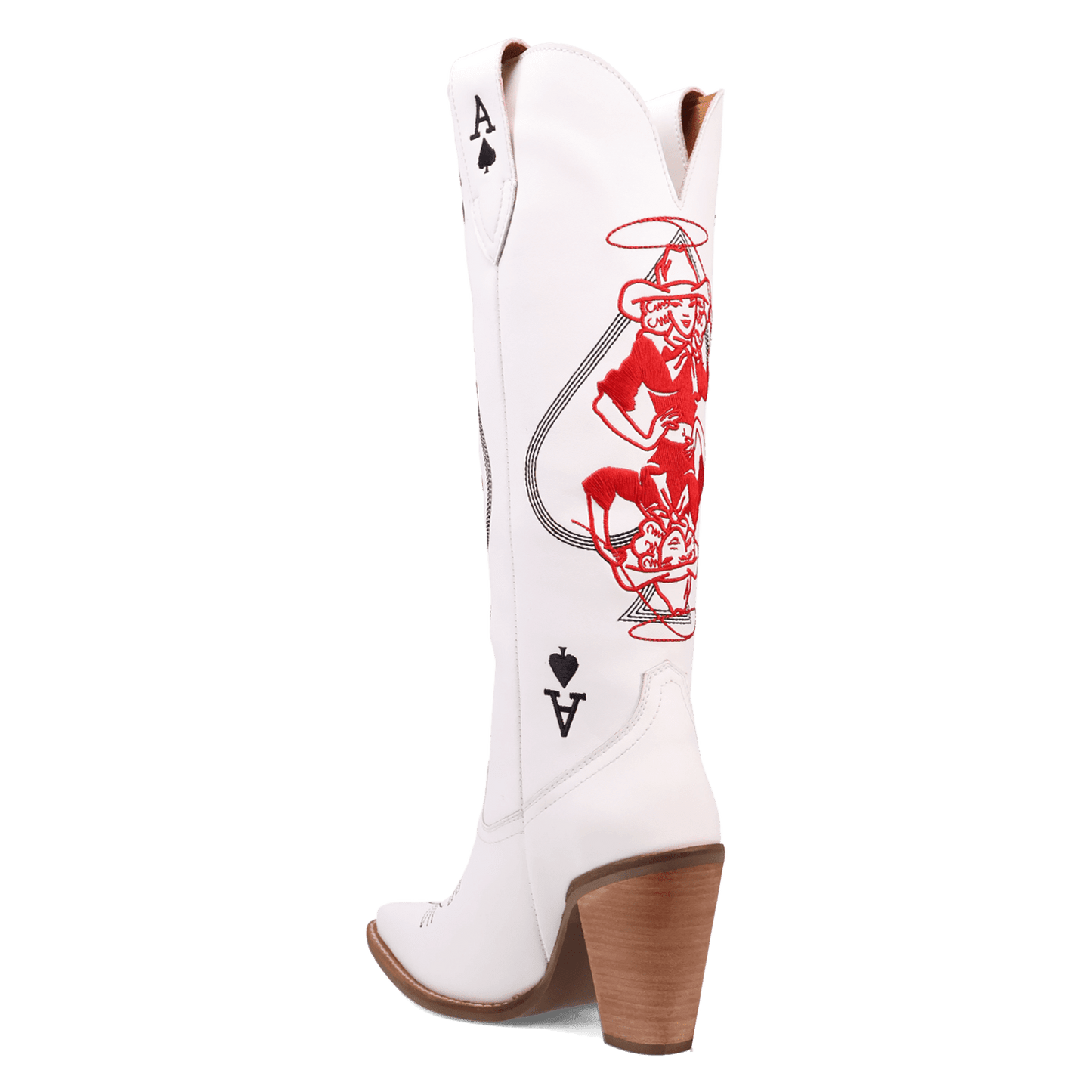 PRODUCT SHOT ACE OF SPADES LEATHER BOOT AT 270 DEGREE ANGLE