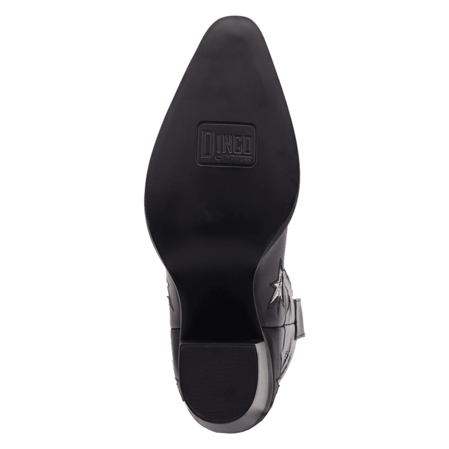 PRODUCT SHOT STARBURST LEATHER BOOT AT OUTSOLE ANGLE
