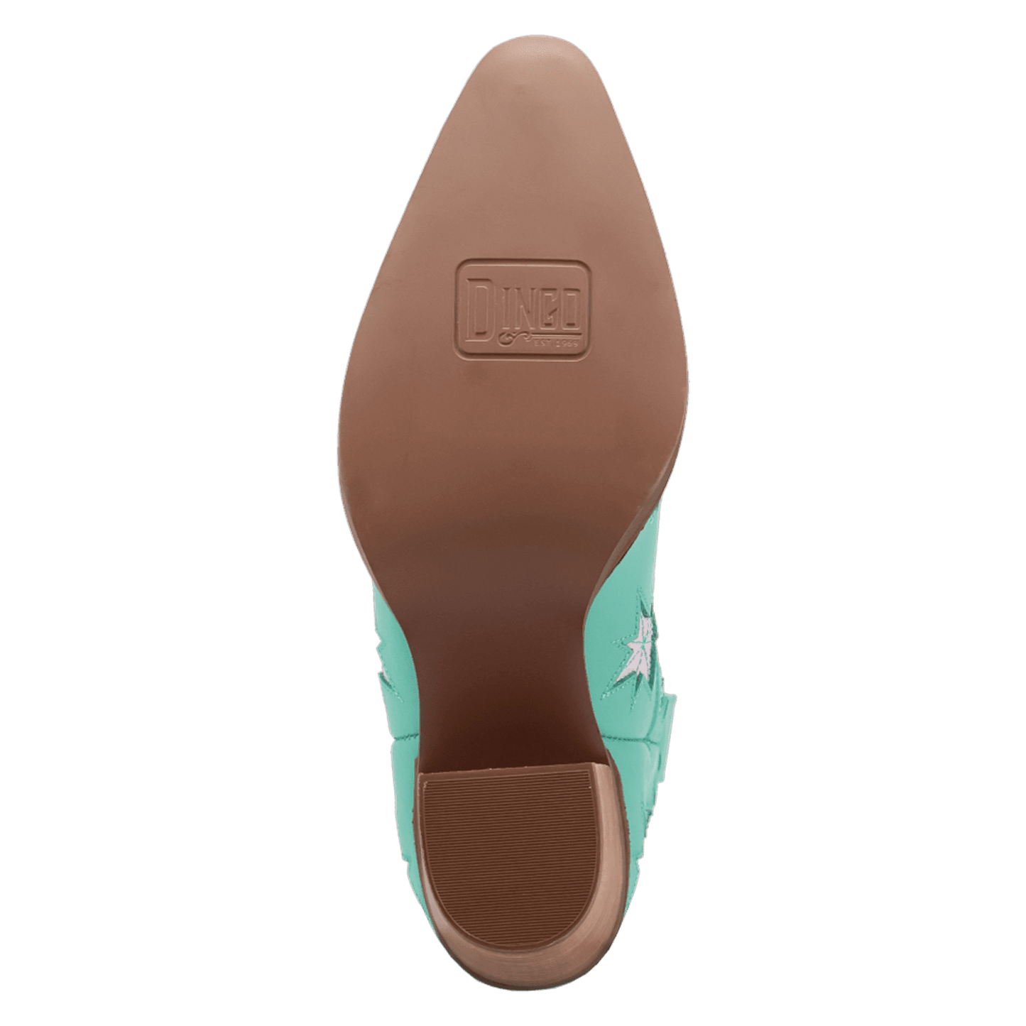 PRODUCT SHOT STARBURST LEATHER BOOT AT OUTSOLE ANGLE