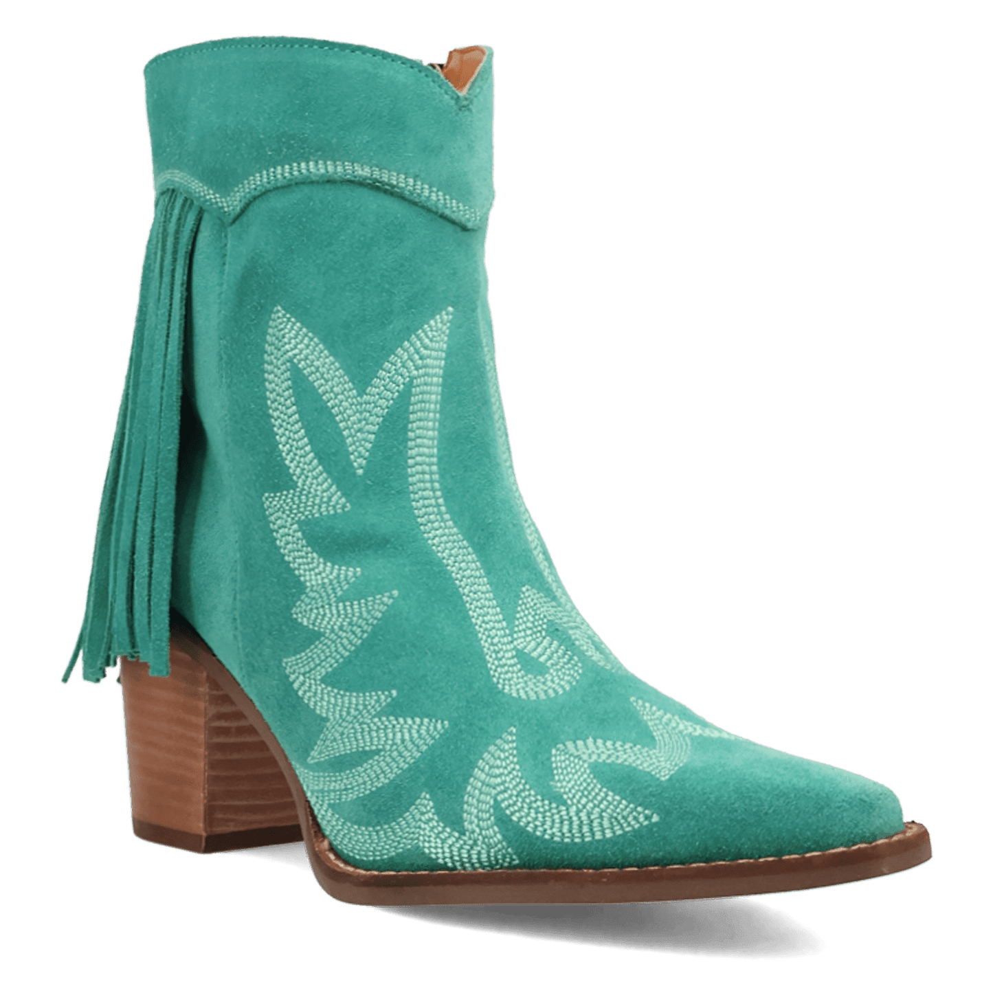 PRODUCT SHOT WILD SAGE LEATHER BOOTIE AT 45 DEGREE ANGLE
