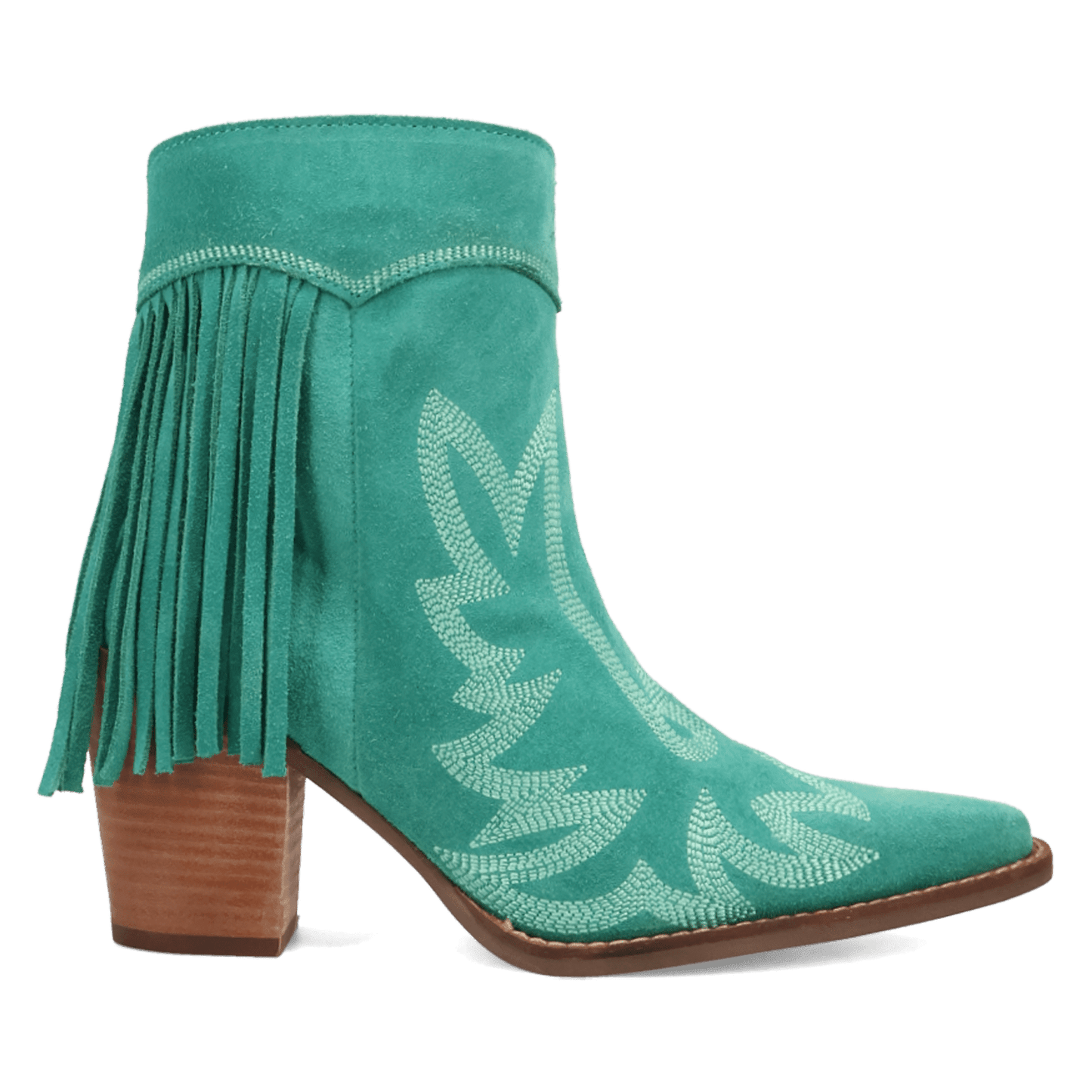 PRODUCT SHOT WILD SAGE LEATHER BOOTIE AT 90 DEGREE INSIDE ANGLE