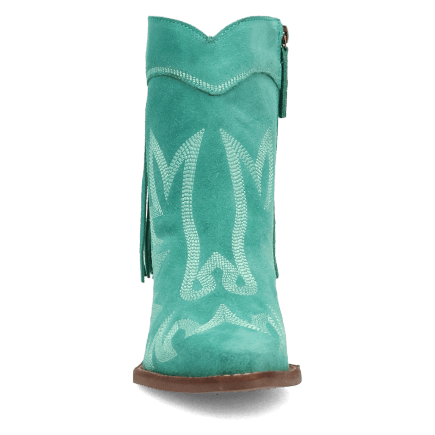 PRODUCT SHOT WILD SAGE LEATHER BOOTIE AT FRONT ANGLE