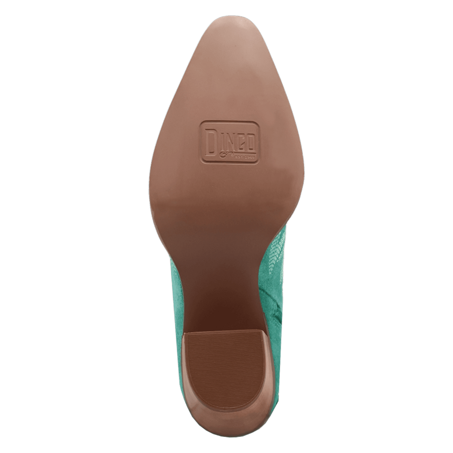 PRODUCT SHOT WILD SAGE LEATHER BOOTIE AT OUTSOLE ANGLE