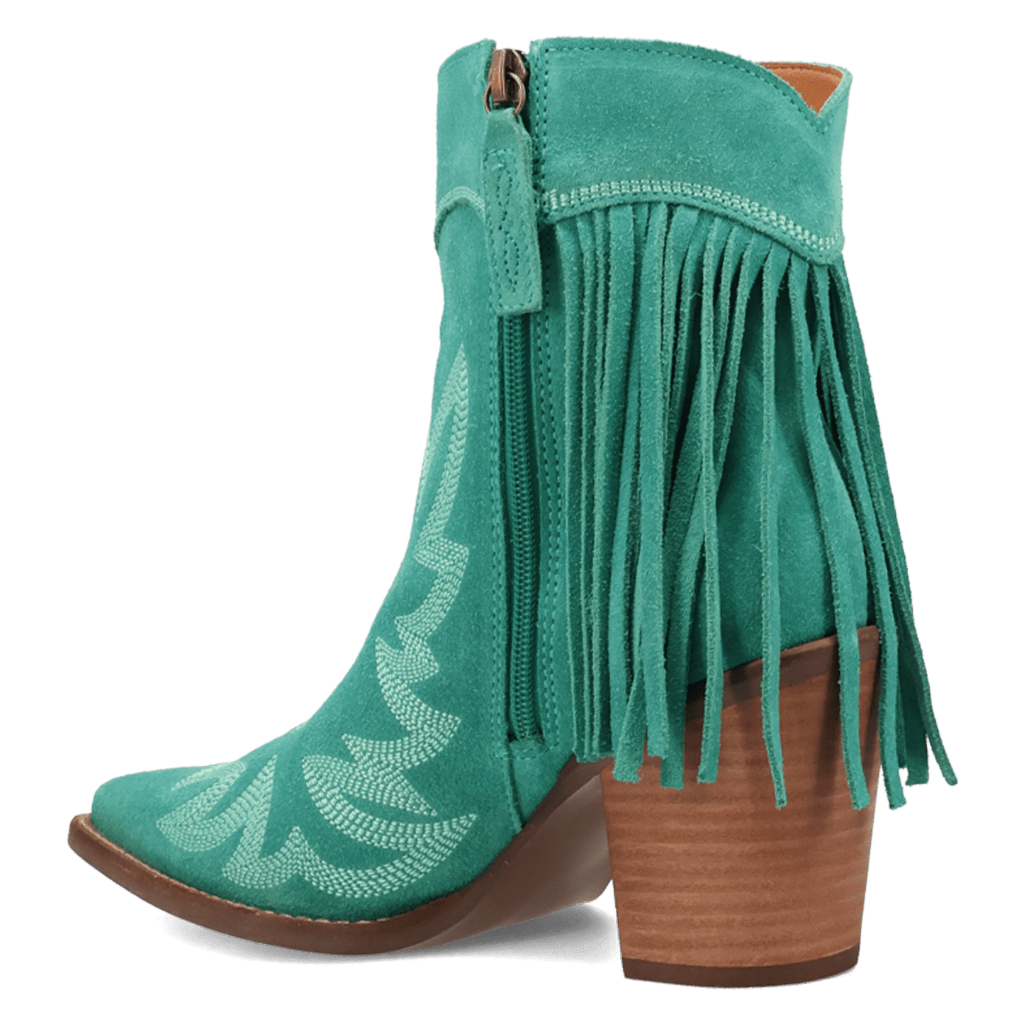 PRODUCT SHOT WILD SAGE LEATHER BOOTIE AT 270 DEGREE ANGLE