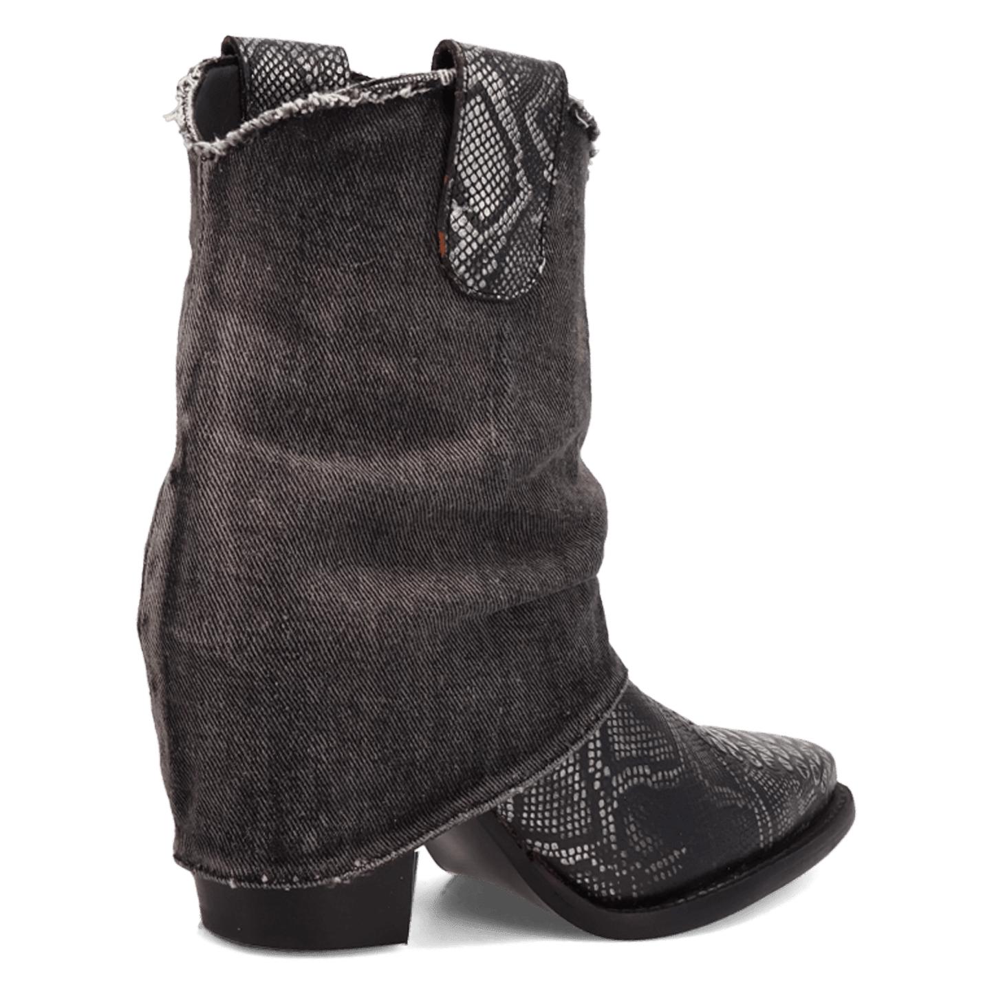 PRODUCT SHOT DENIM DREAM LEATHER BOOTIE AT 315 DEGREE ANGLE