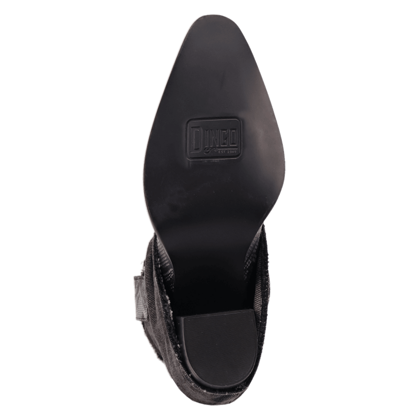 PRODUCT SHOT DENIM DREAM LEATHER BOOTIE AT OUTSOLE ANGLE