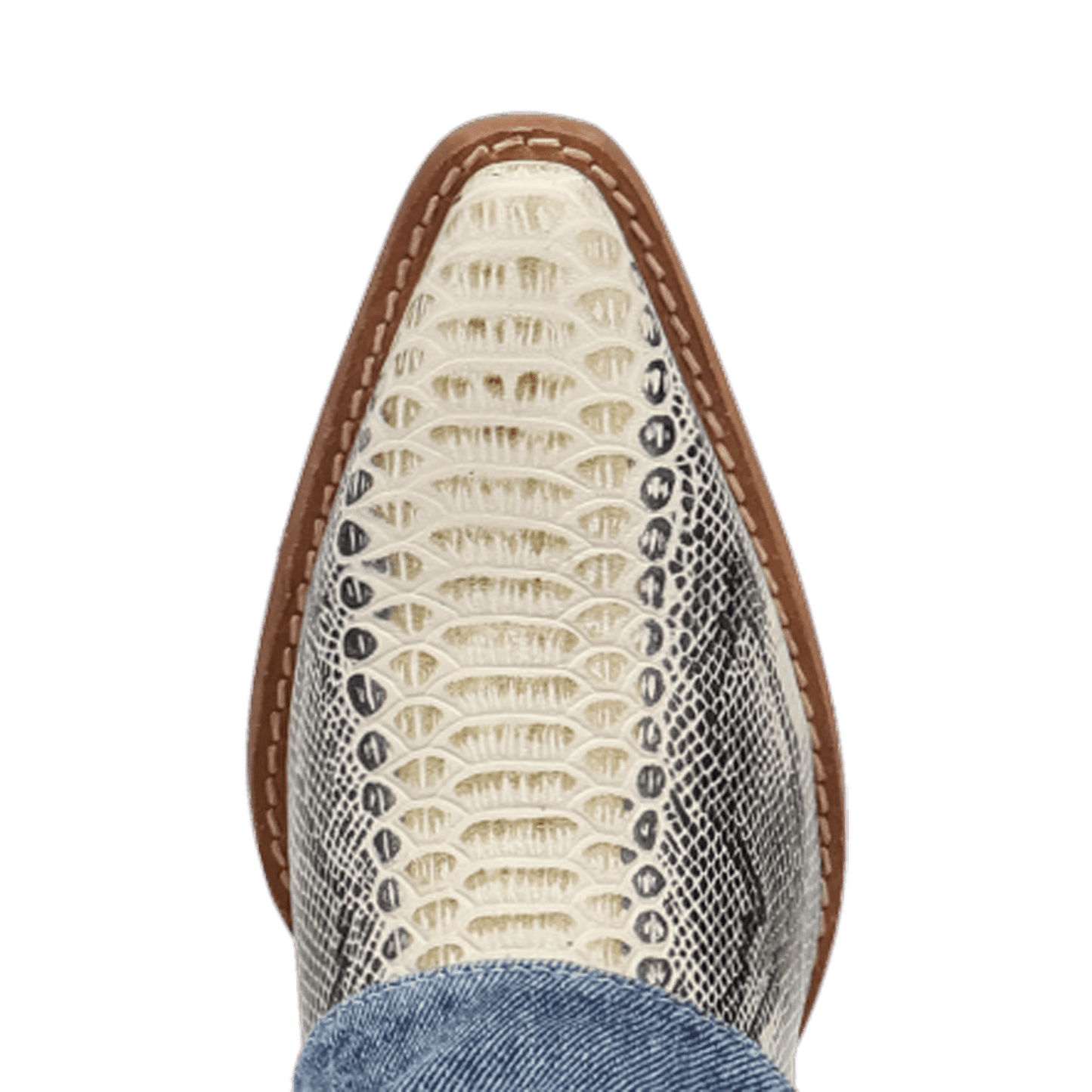 PRODUCT SHOT DENIM DREAM LEATHER BOOTIE AT TOE ANGLE