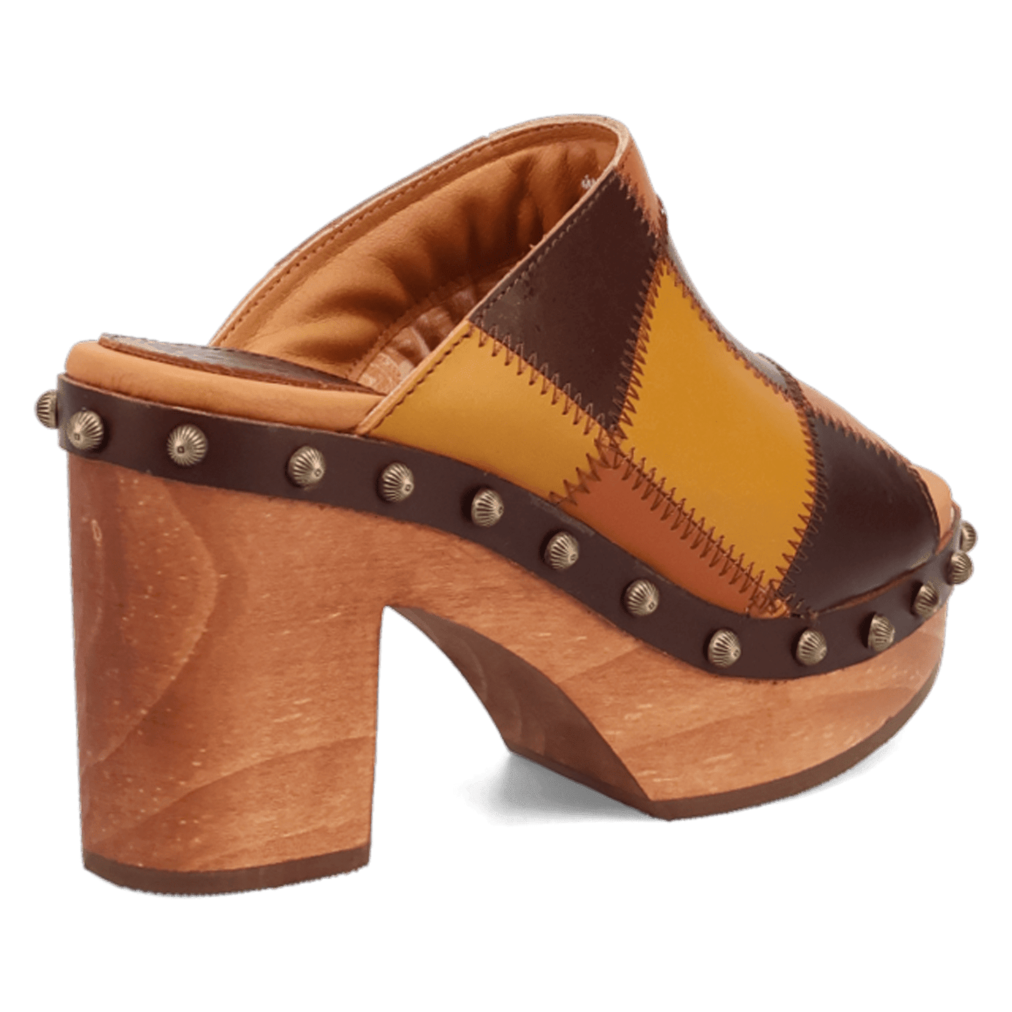 PRODUCT SHOT MOSAIC WOODEN SANDAL AT 315 DEGREE ANGLE