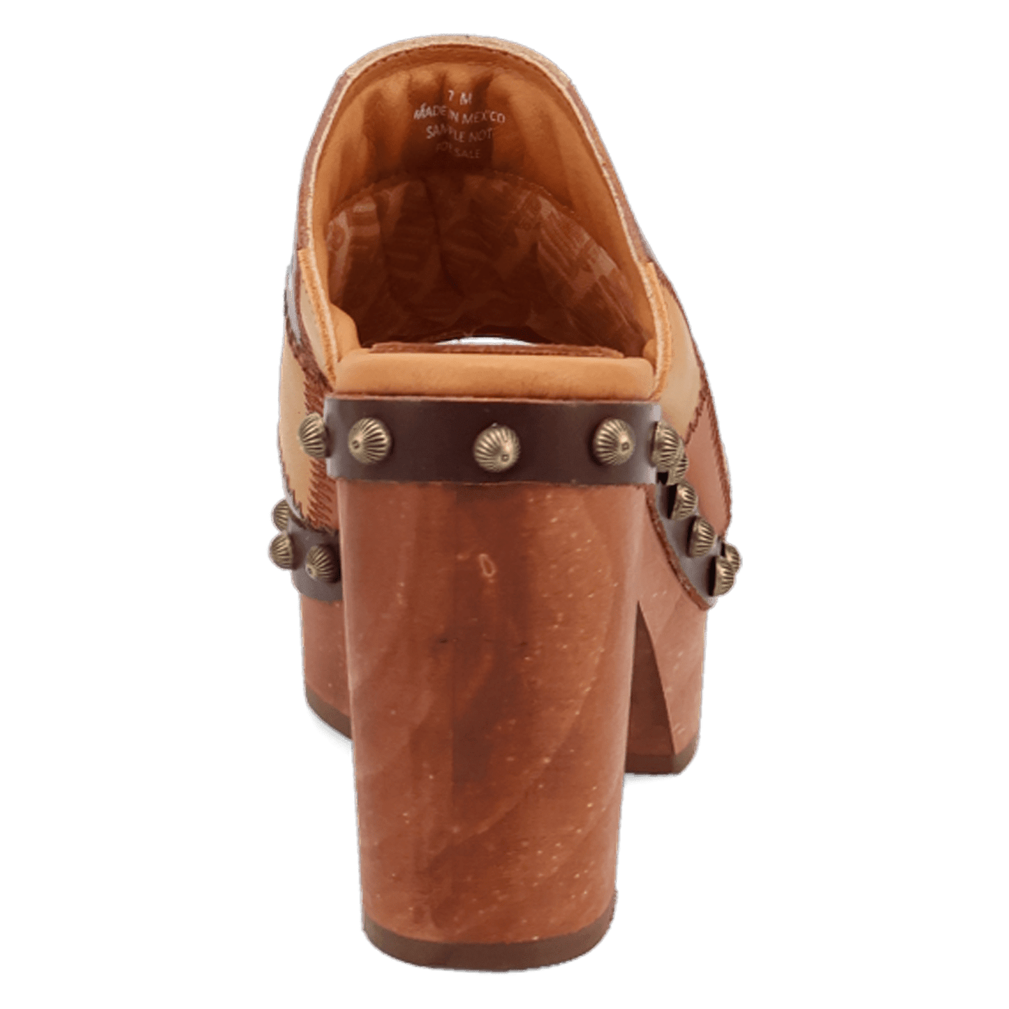 PRODUCT SHOT MOSAIC WOODEN SANDAL AT 180 DEGREE BACK ANGLE