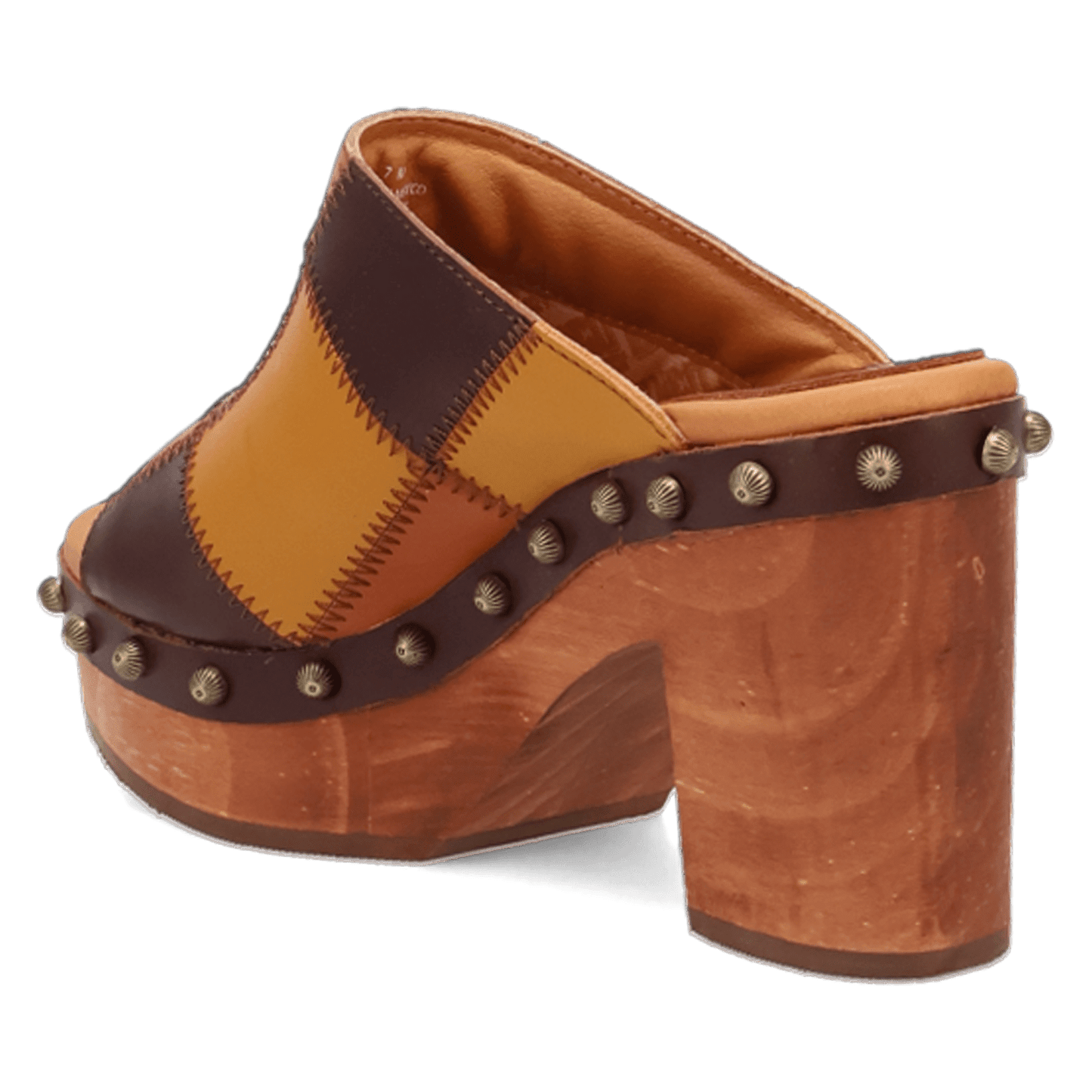 PRODUCT SHOT MOSAIC WOODEN SANDAL AT 270 DEGREE ANGLE