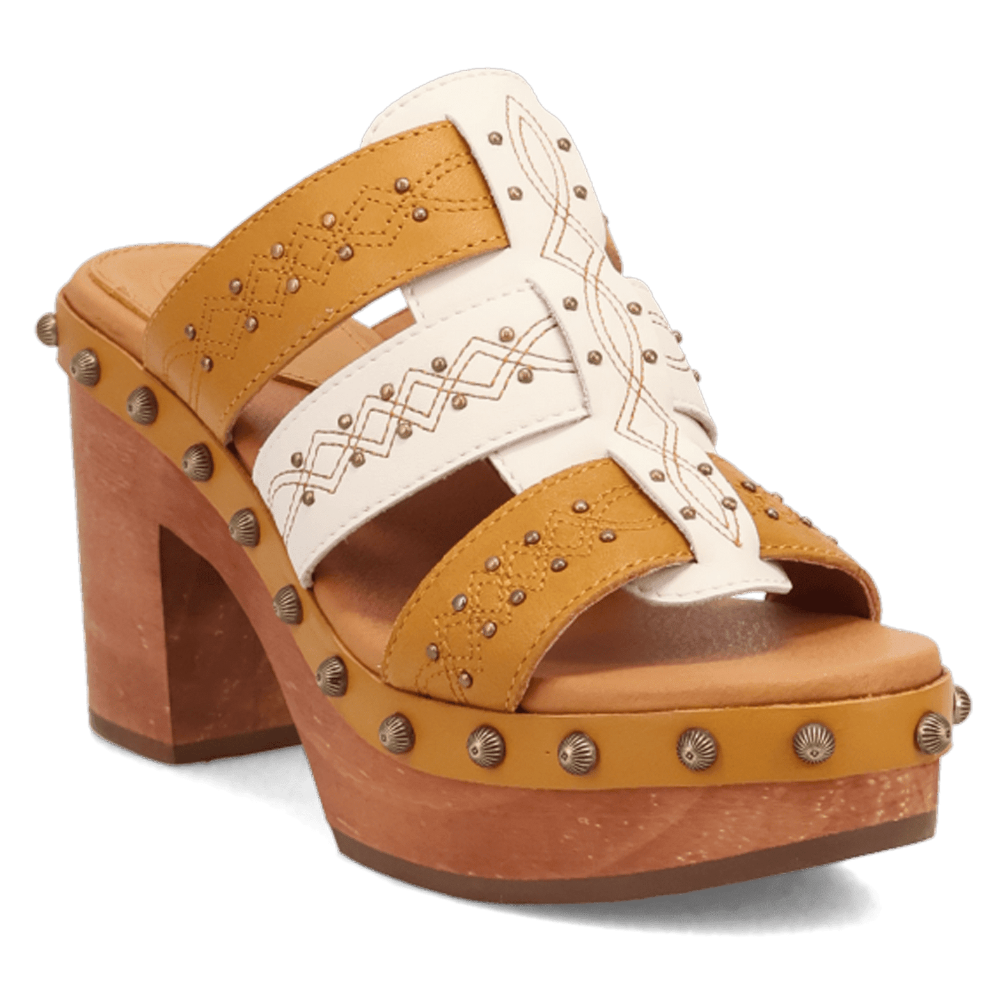 PRODUCT SHOT CHATEAU WOODEN SANDAL AT 45 DEGREE ANGLE