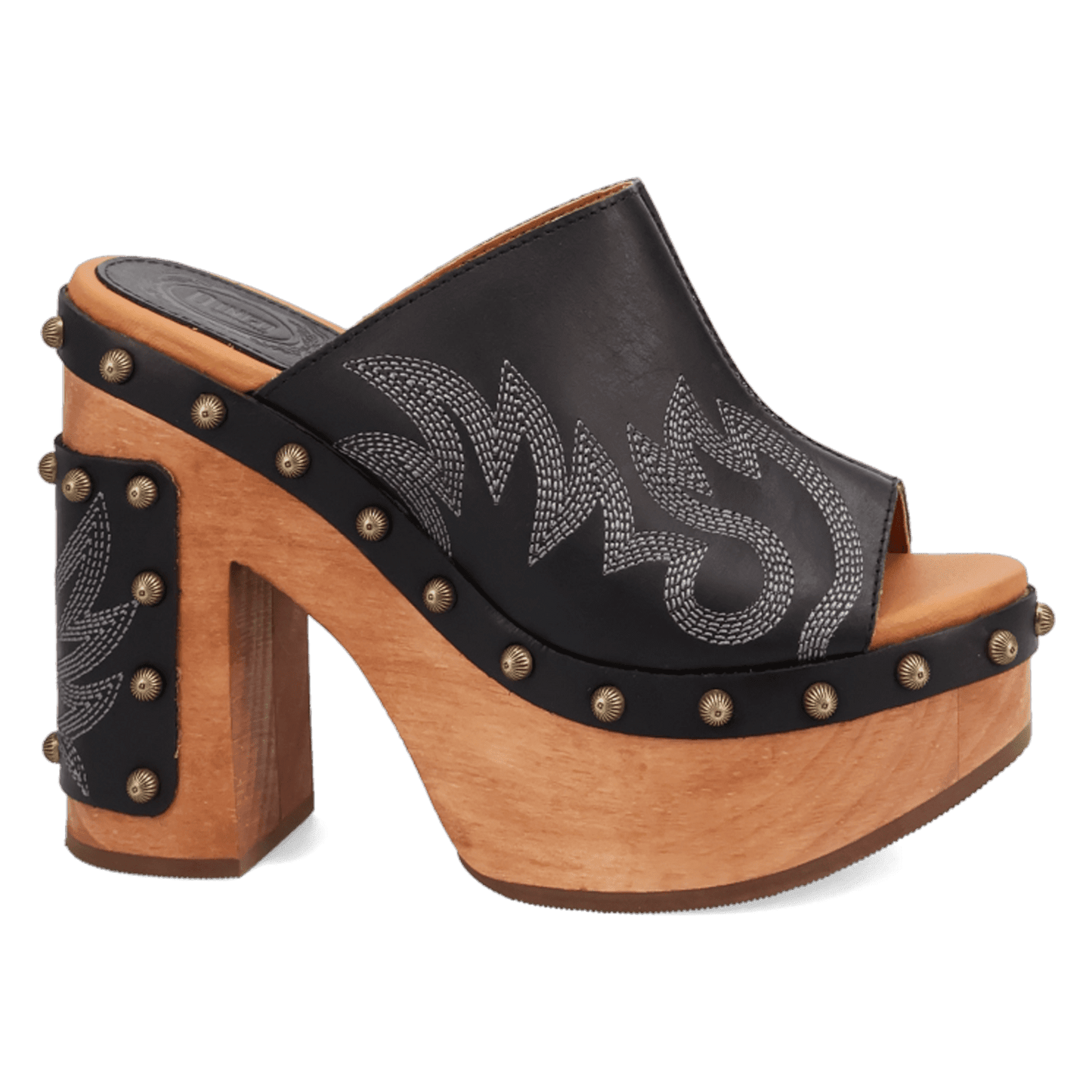 PRODUCT SHOT FREE SPIRIT WOODEN SANDAL AT 90 DEGREE INSIDE ANGLE