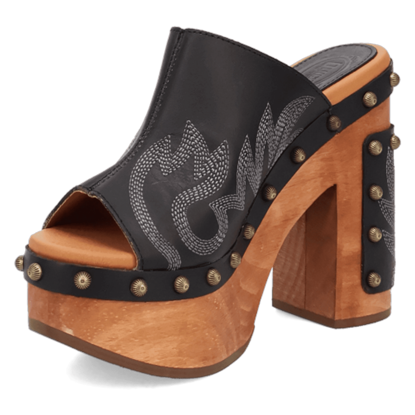 PRODUCT SHOT FREE SPIRIT WOODEN SANDAL AT 225 DEGREE ANGLE