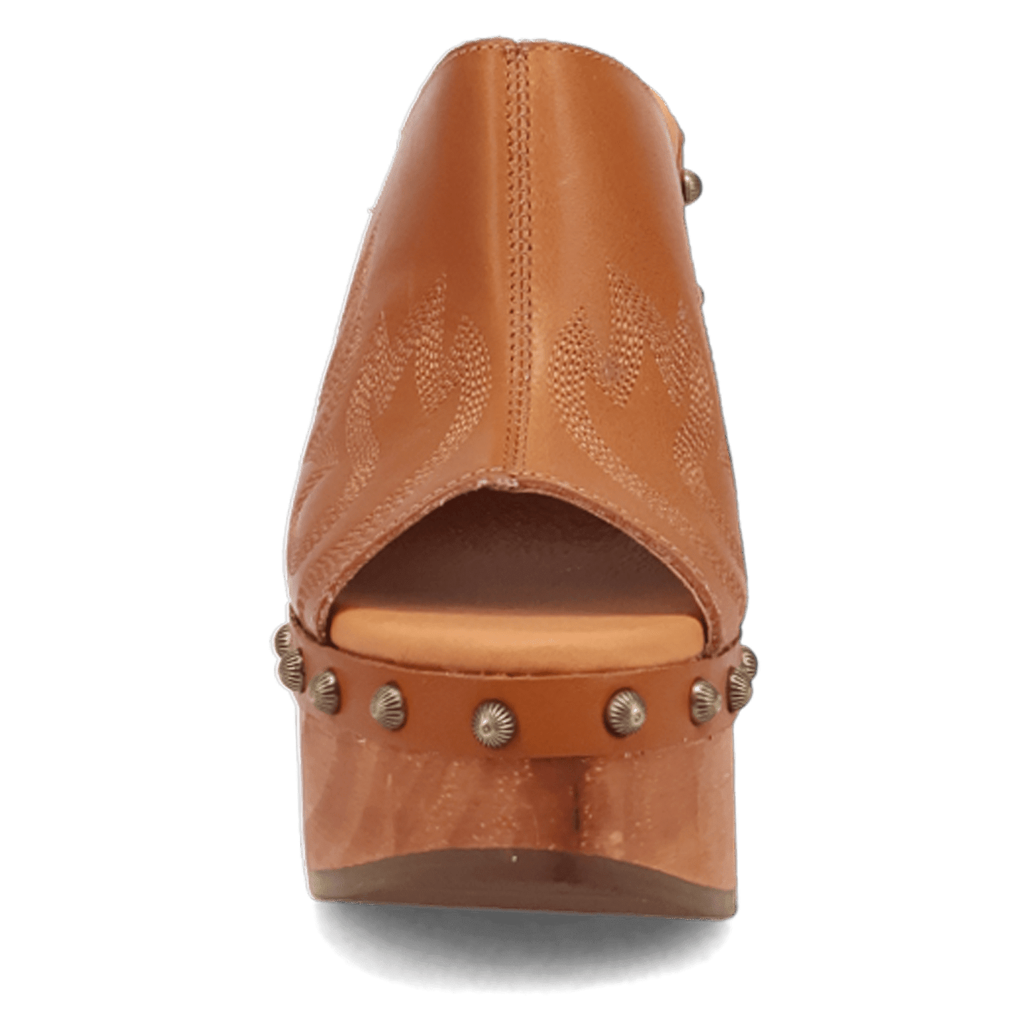 PRODUCT SHOT FREE SPIRIT WOODEN SANDAL AT FRONT ANGLE
