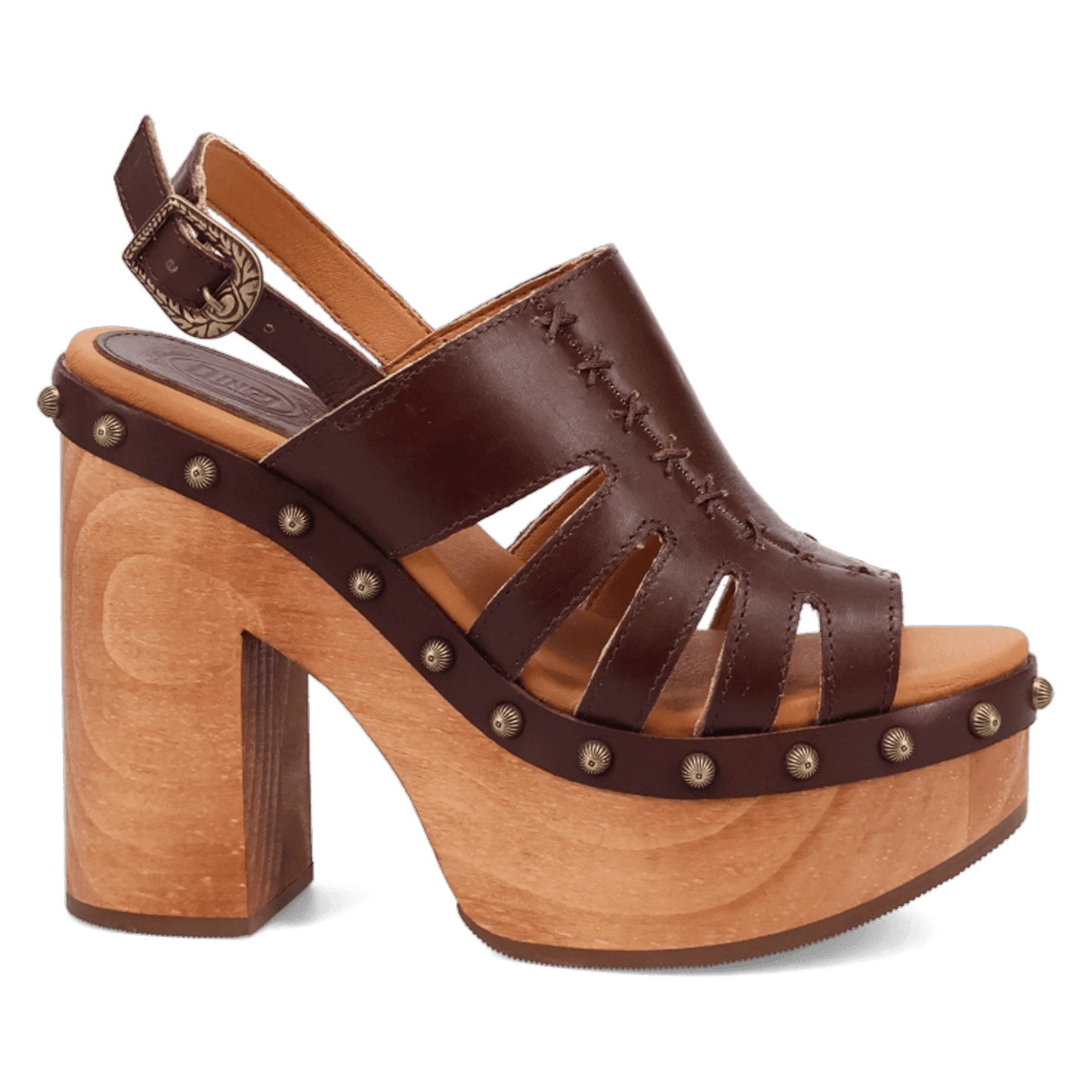PRODUCT SHOT GEMA WOODEN SANDAL AT 90 DEGREE INSIDE ANGLE