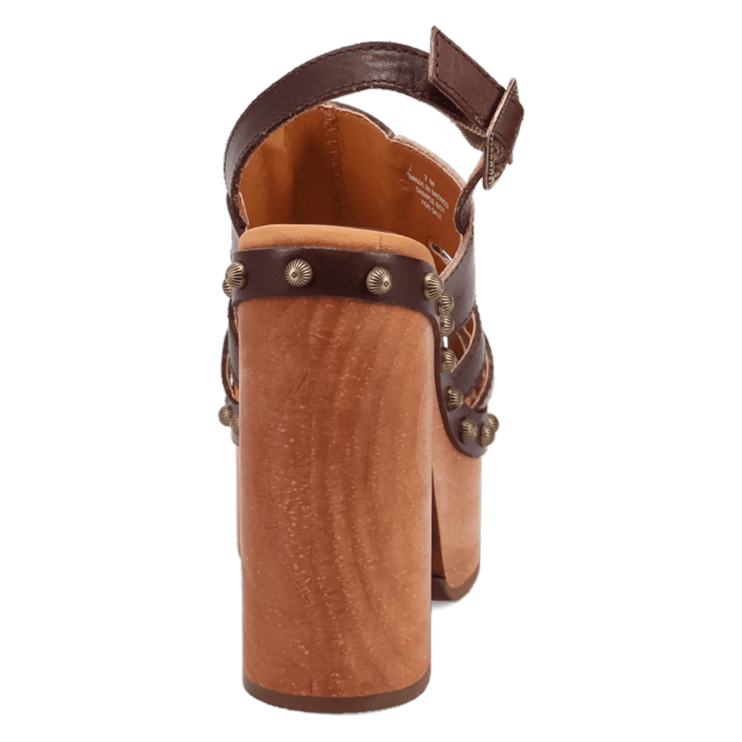 PRODUCT SHOT GEMA WOODEN SANDAL AT 180 DEGREE BACK ANGLE