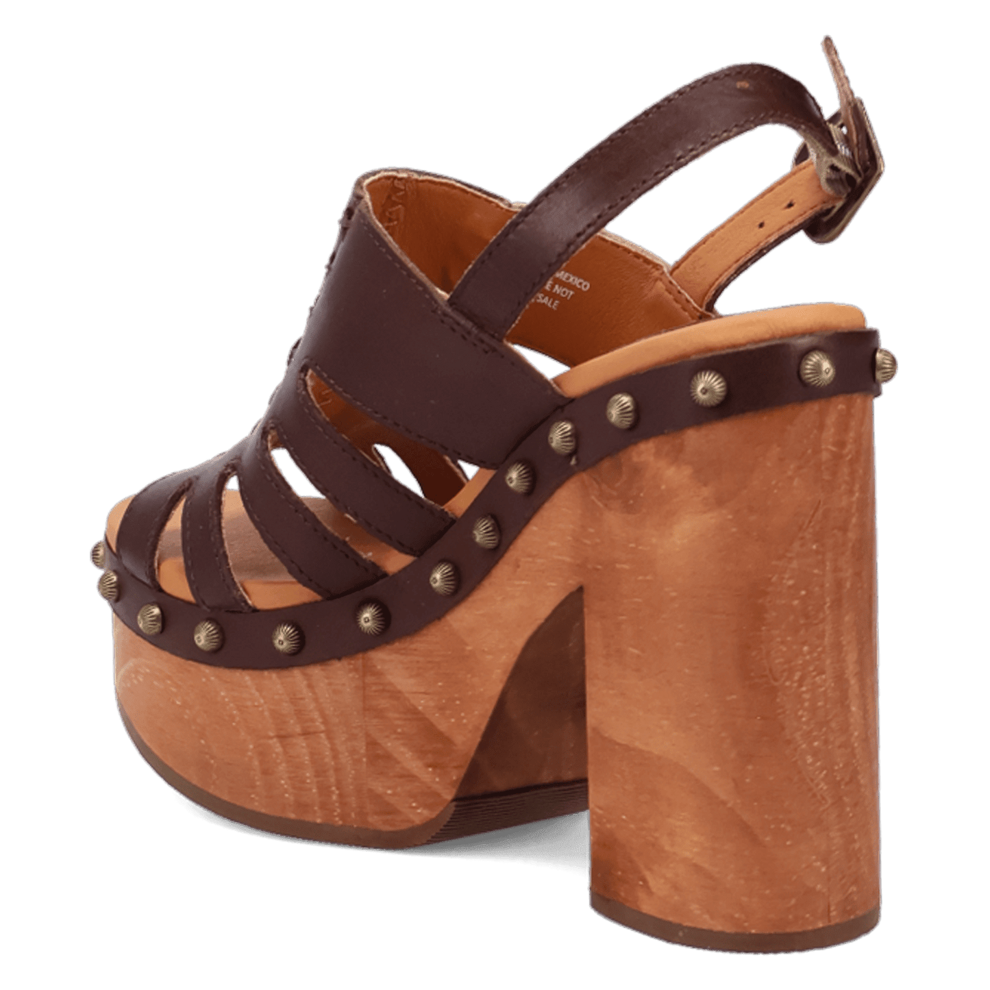 PRODUCT SHOT GEMA WOODEN SANDAL AT 270 DEGREE ANGLE
