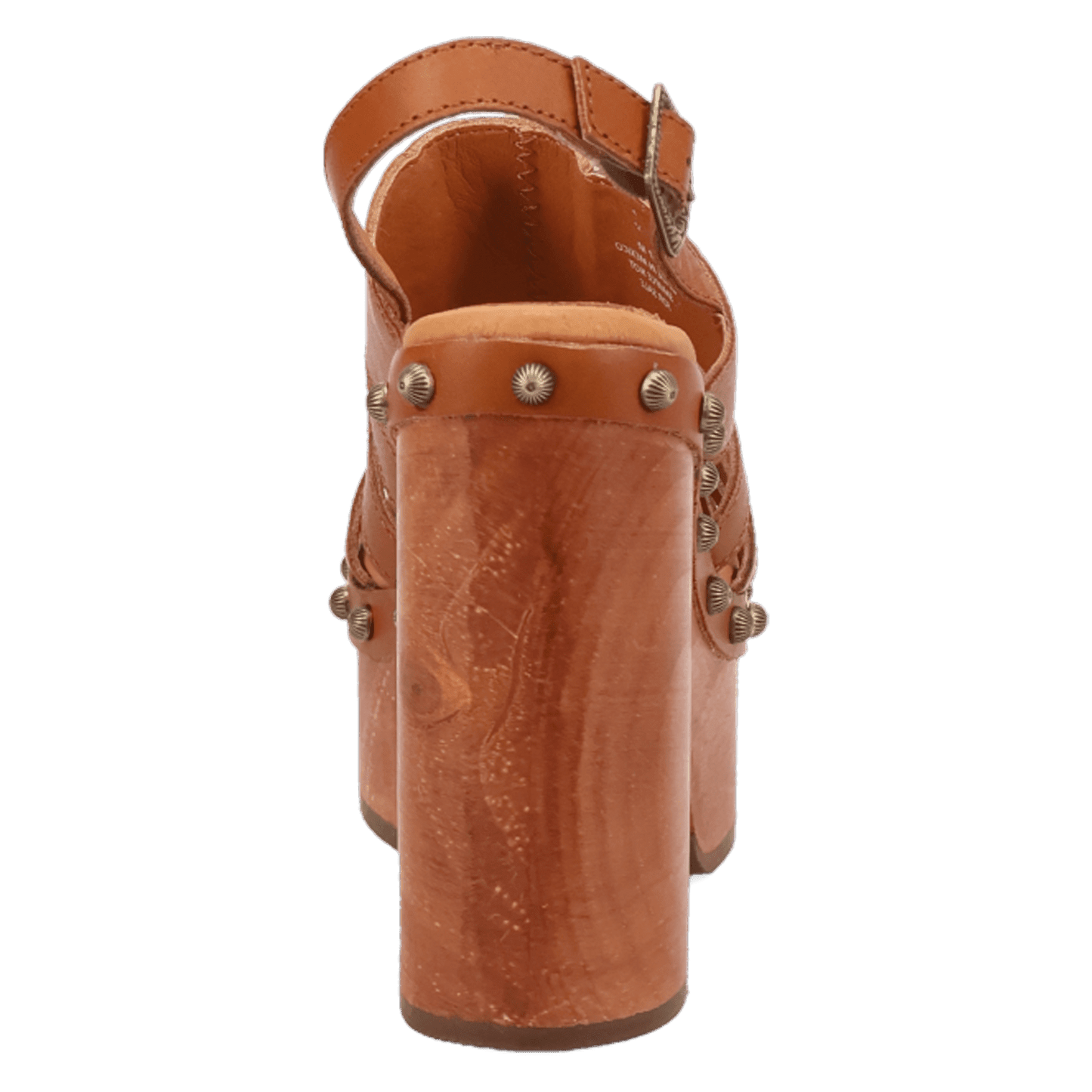 PRODUCT SHOT GEMA WOODEN SANDAL AT 180 DEGREE BACK ANGLE